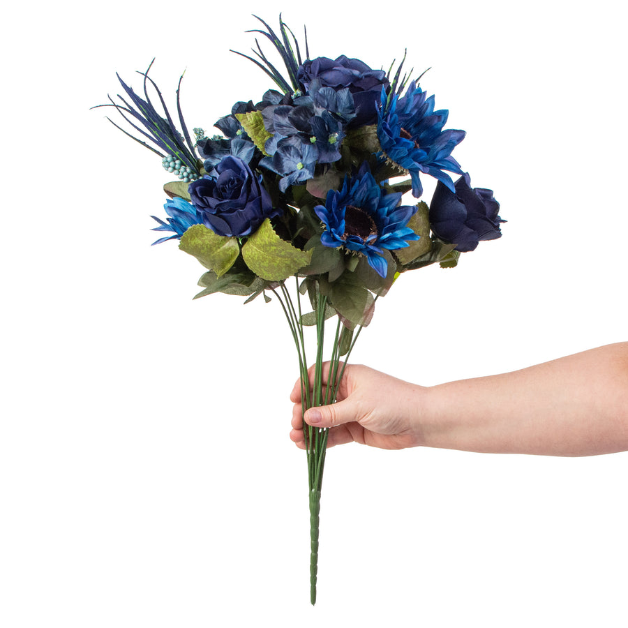 21" Sunflower Rose Hydrangea Bush: Blue detail photo 3