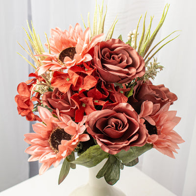 21" Sunflower Rose Hydrangea Bush: Cinnamon Item Number: 56869CINN