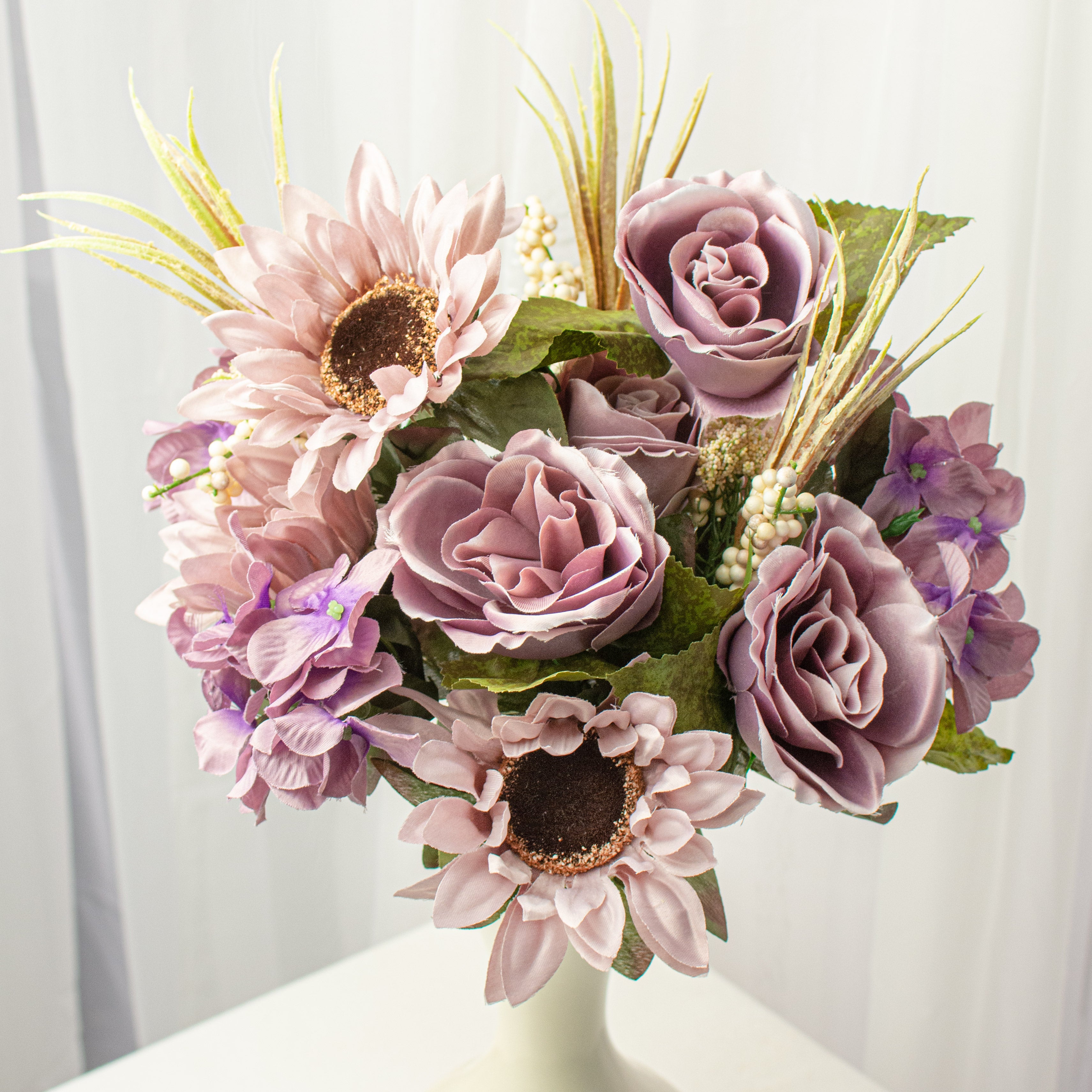 21" Sunflower Rose Hydrangea Bush: Dusty Lavender Item Number: 56869DTLV