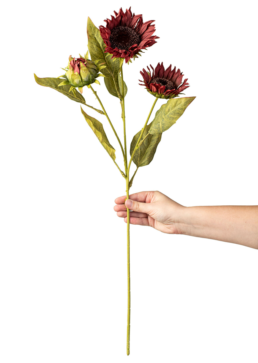 26" Sunflower Spray: Burgundy detail photo 3