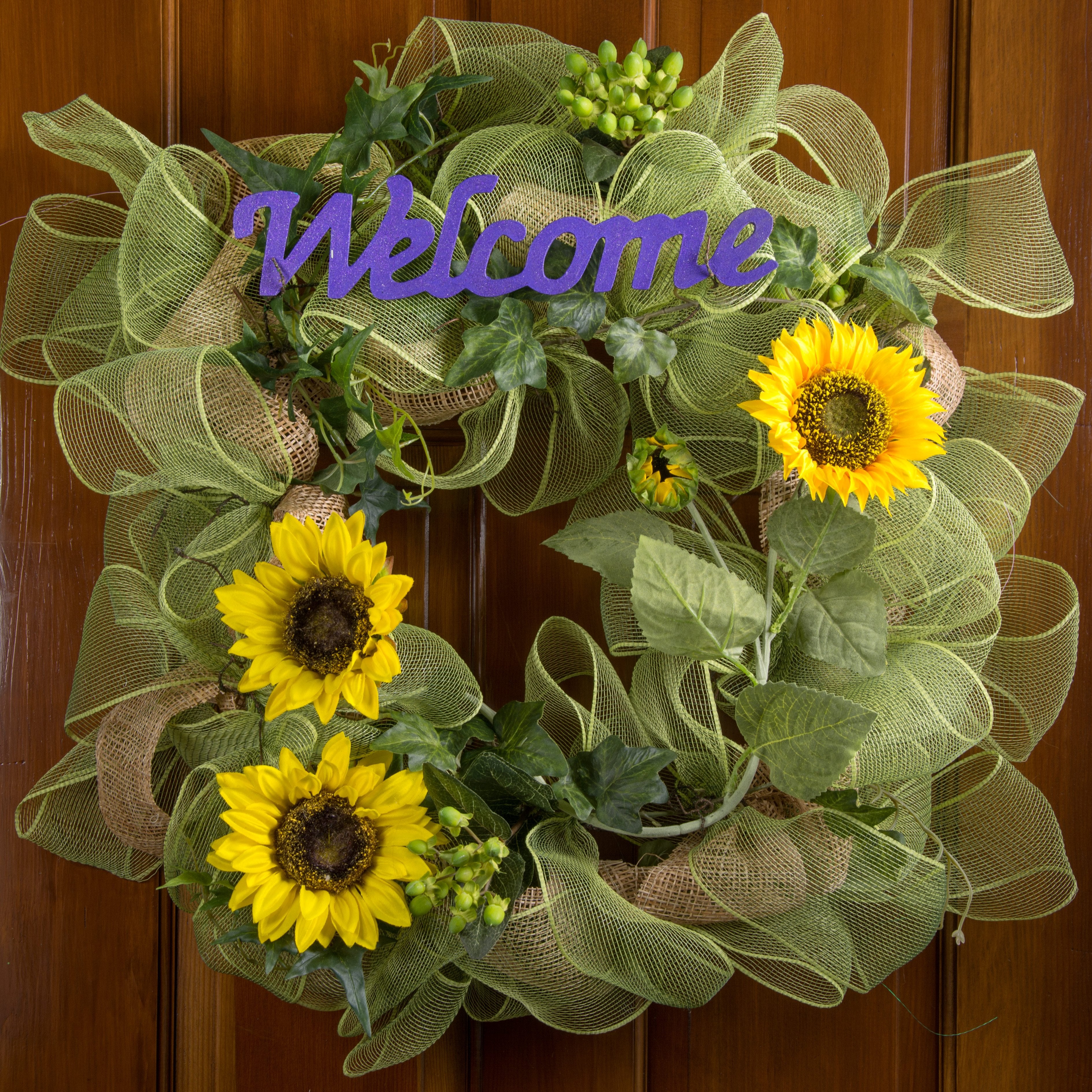 28" Double Sunflower Stem: Yellow detail photo 4