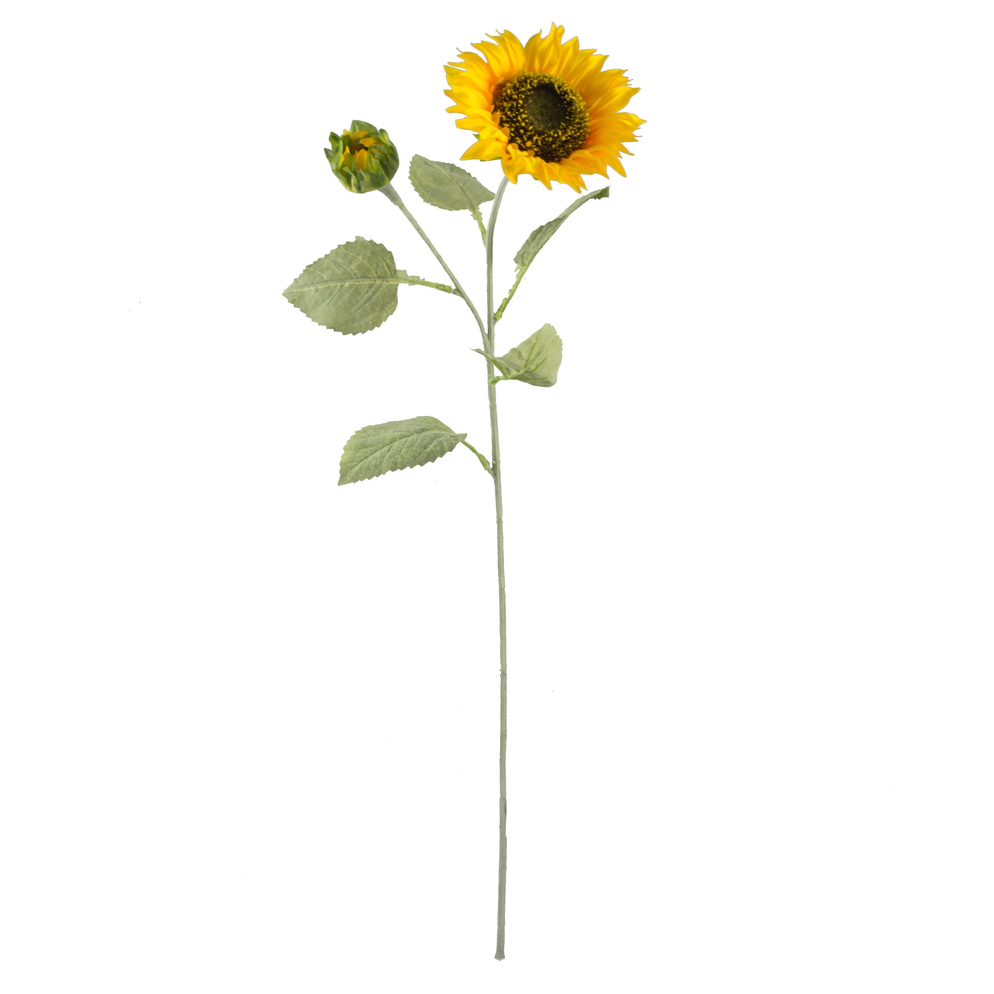 28" Double Sunflower Stem: Yellow detail photo 5