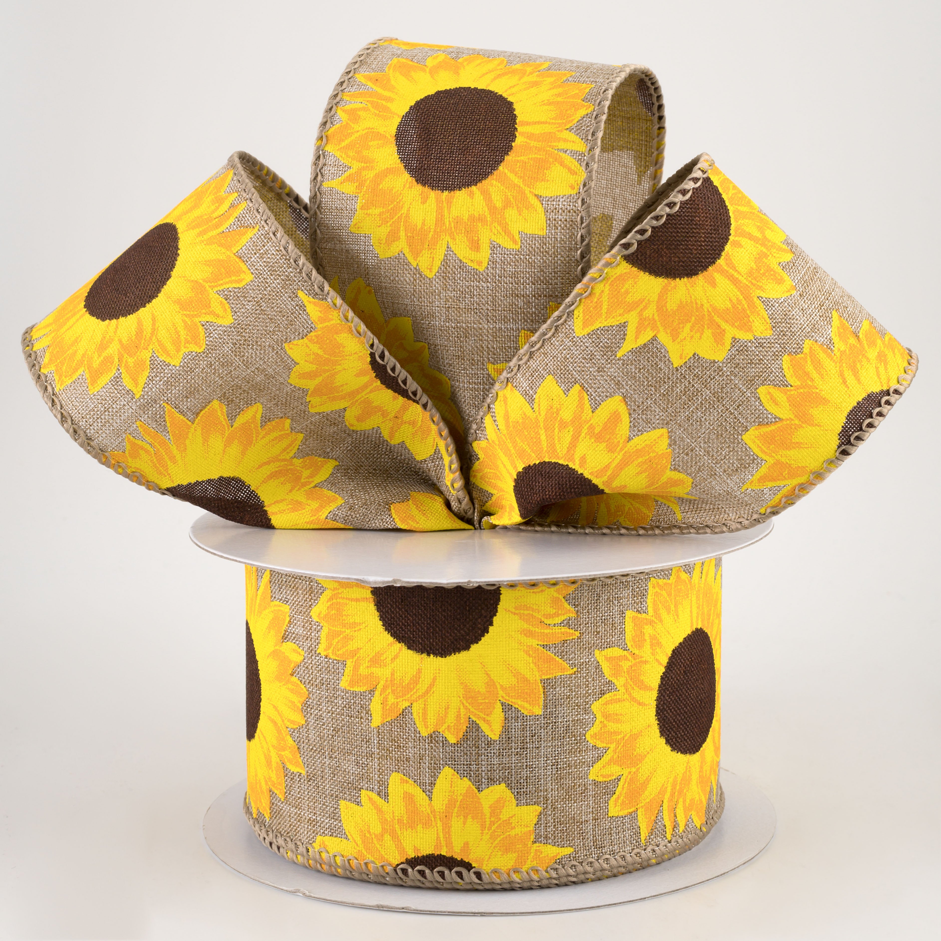 2.5" Sunflowers on Royal Ribbon: Natural (10 Yards) Lifestyle Photo