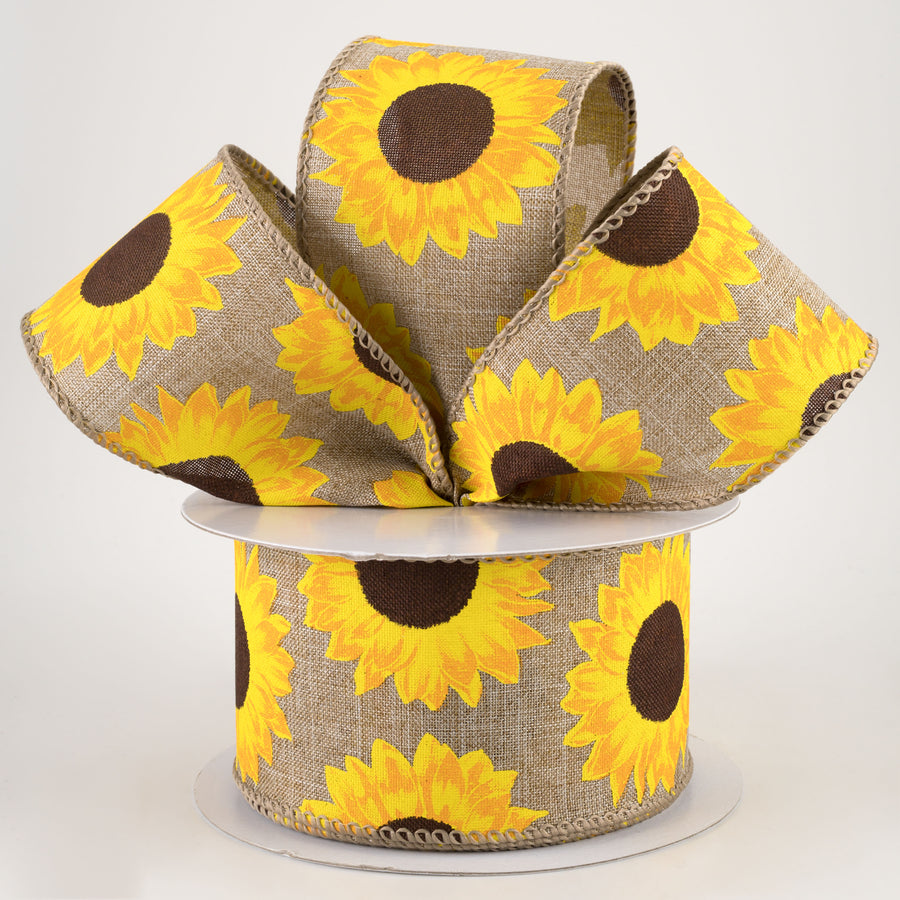 2.5" Sunflowers on Royal Ribbon: Natural (10 Yards) Lifestyle Photo