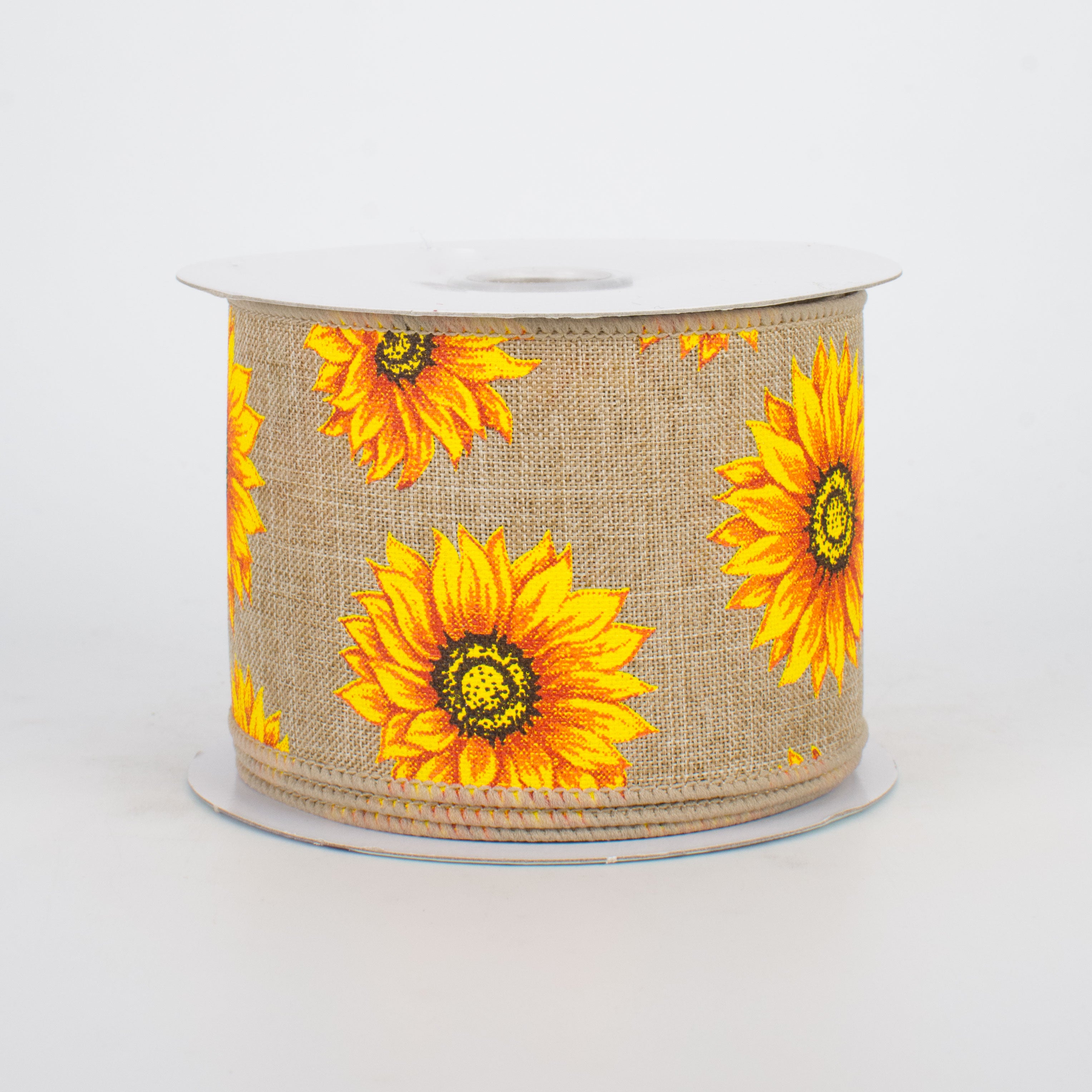 2.5" Sunflowers Ribbon: Beige (10 Yards)