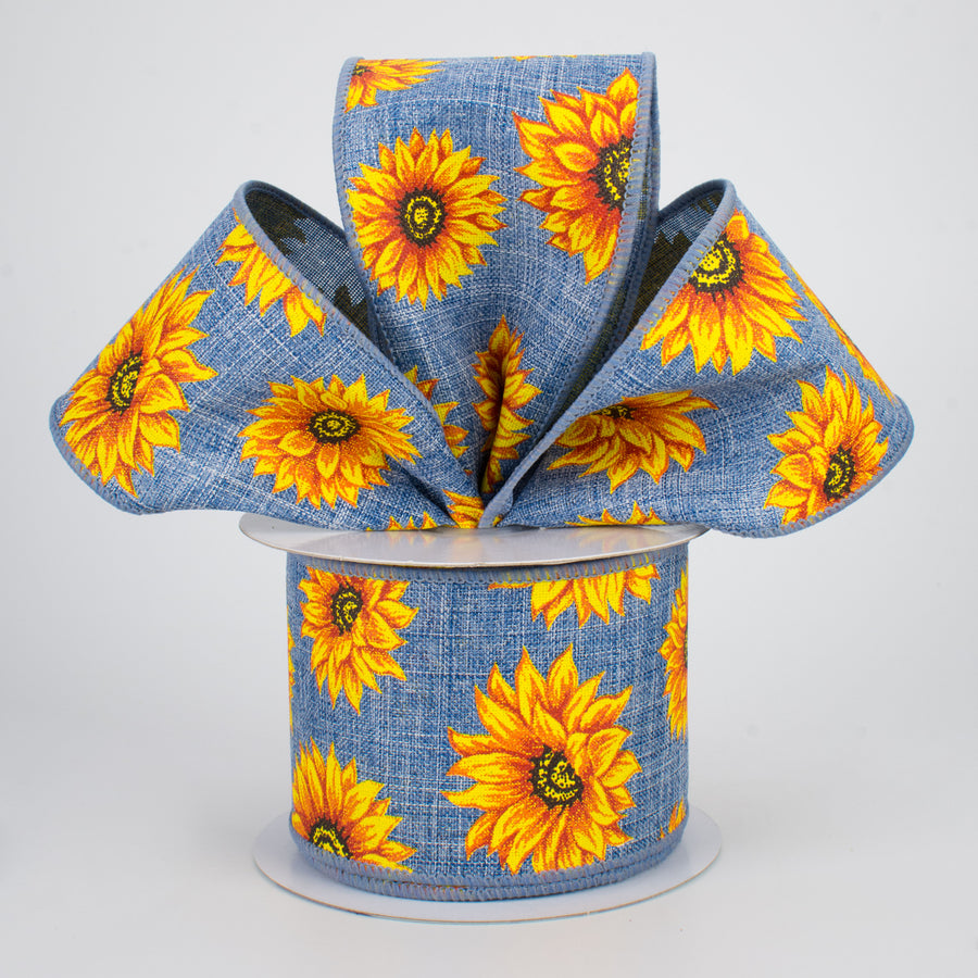 2.5" Sunflowers Ribbon: Denim (10 Yards) Lifestyle Photo