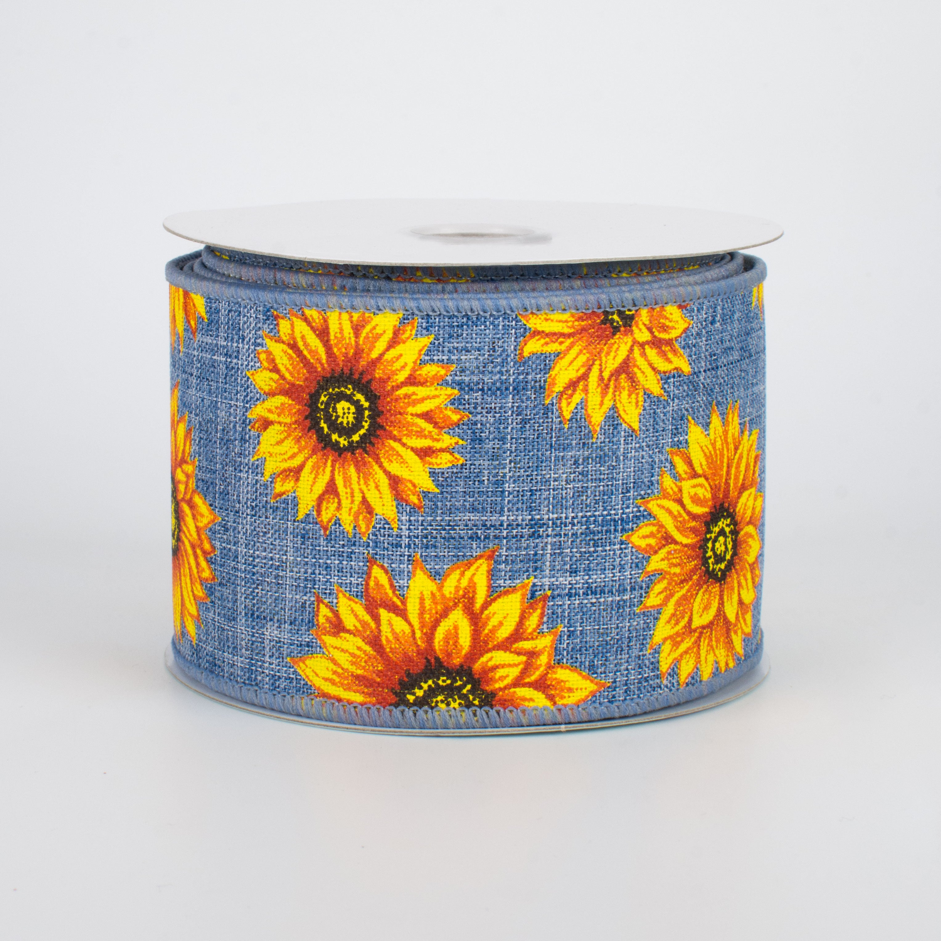 2.5" Sunflowers Ribbon: Denim (10 Yards)