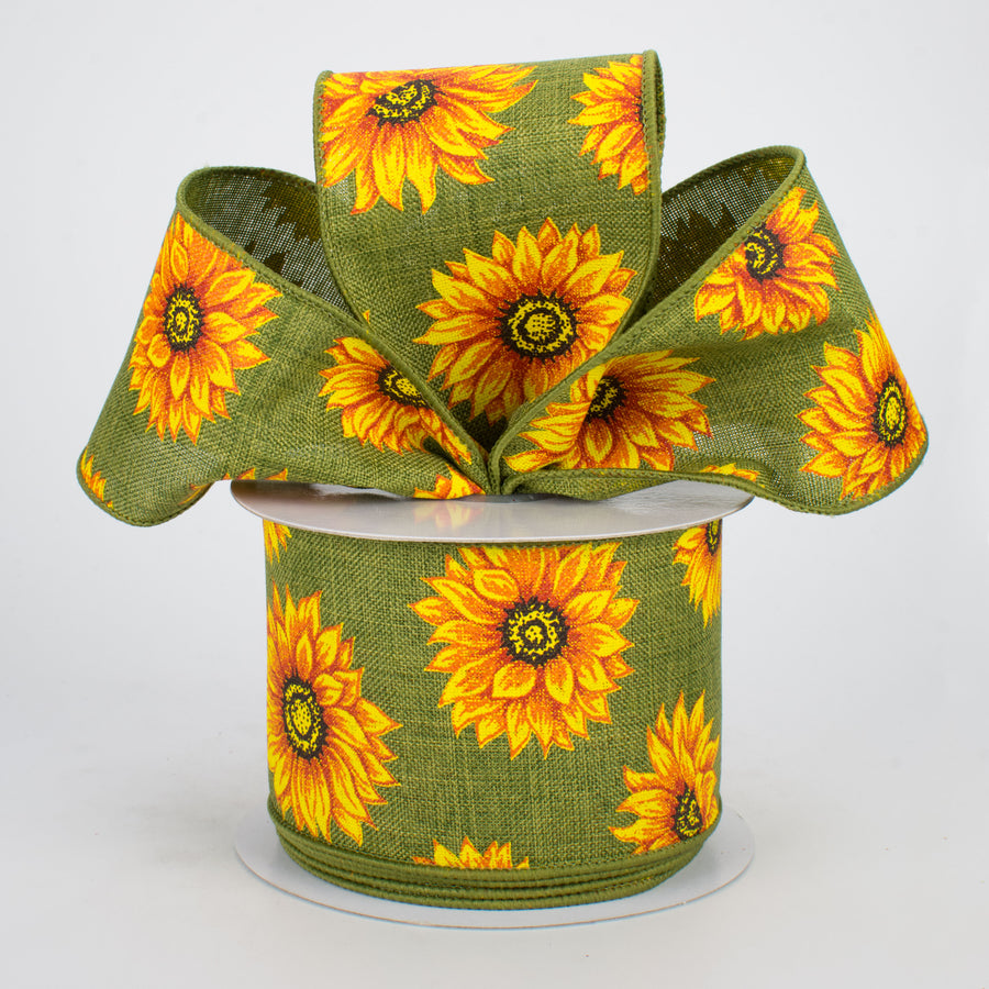 2.5" Sunflowers Ribbon: Green (10 Yards) Lifestyle Photo