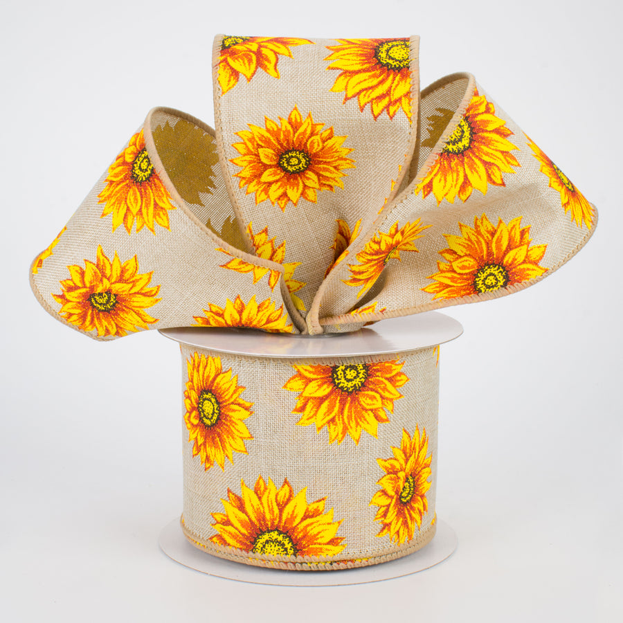 2.5" Sunflowers Ribbon: Natural (10 Yards) Lifestyle Photo