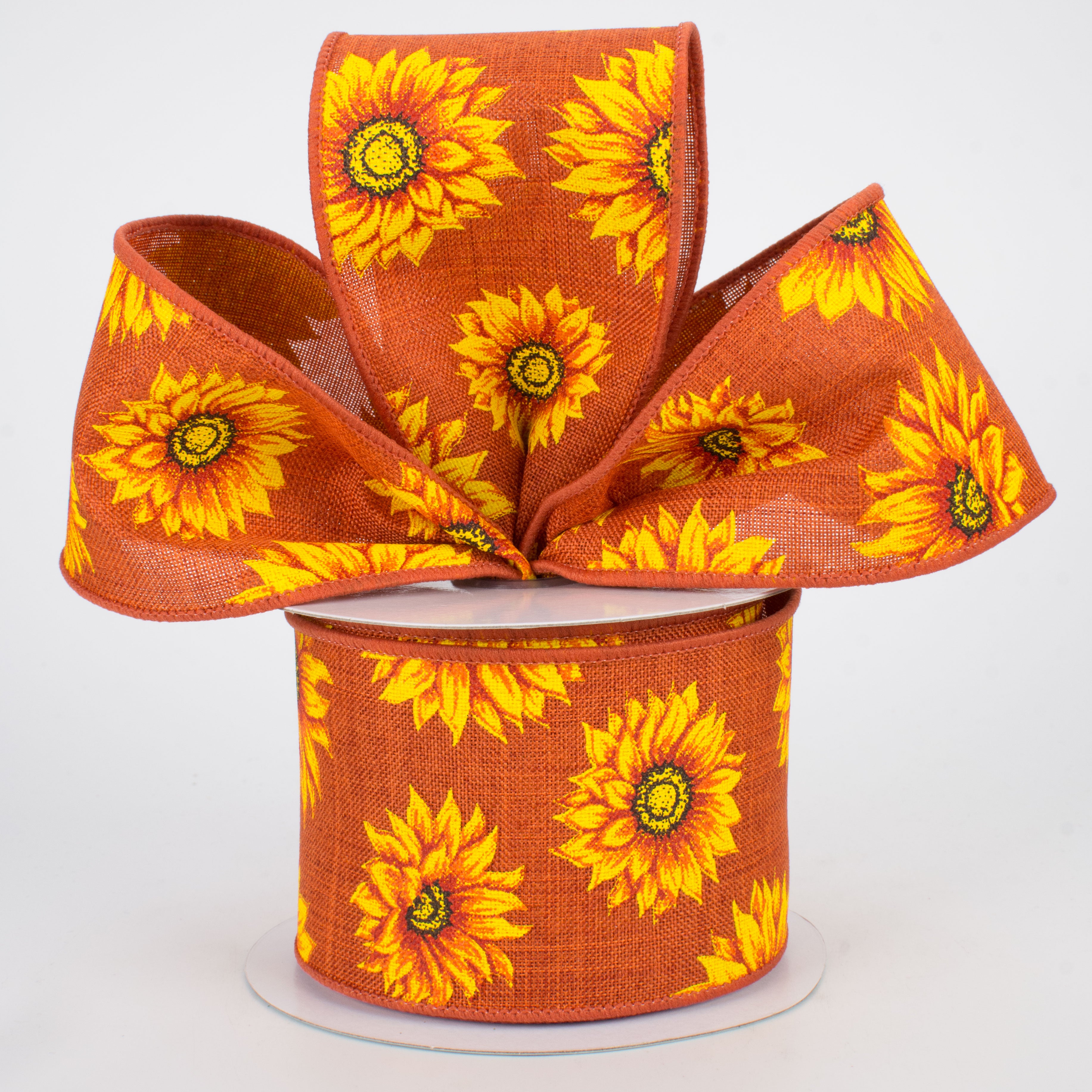 2.5" Sunflowers Ribbon: Rust (10 Yards) Lifestyle Photo