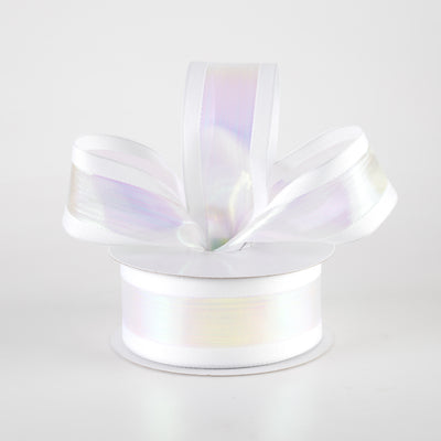 1.5" Super Iridescent Sheer with Grosgrain Edge Ribbon: White (10 Yards) Lifestyle Photo
