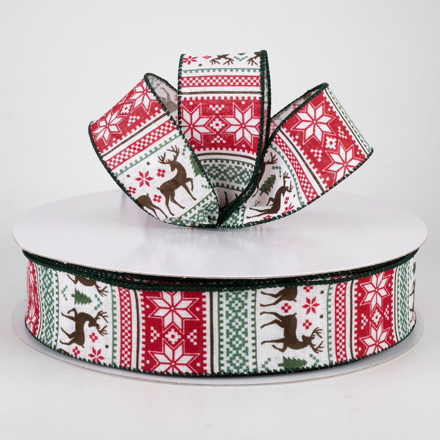 1.5" Sweater Print Ribbon: Black, Hunter Green, Red (50 Yards) Lifestyle Photo