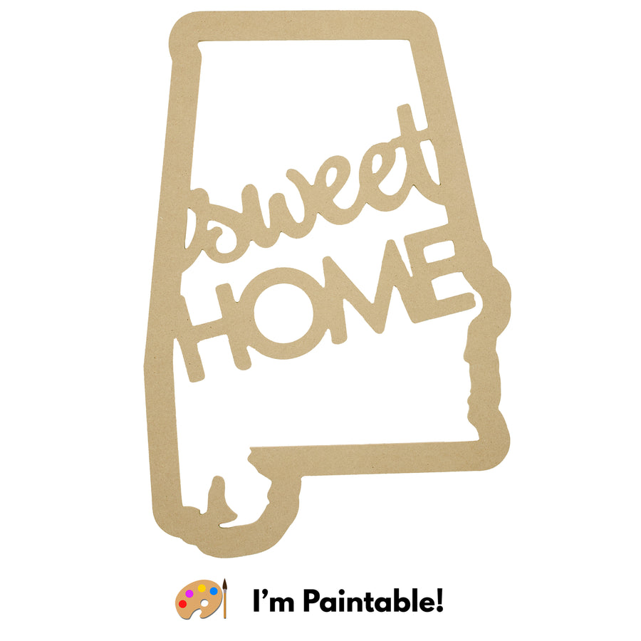 23" Sweet Home Alabama State Outline Sign: Natural Item Number: AB2331