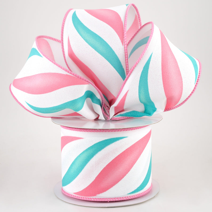2.5" Swirl Candy Stripe Ribbon: Pink & Ice Blue (10 Yards) Lifestyle Photo
