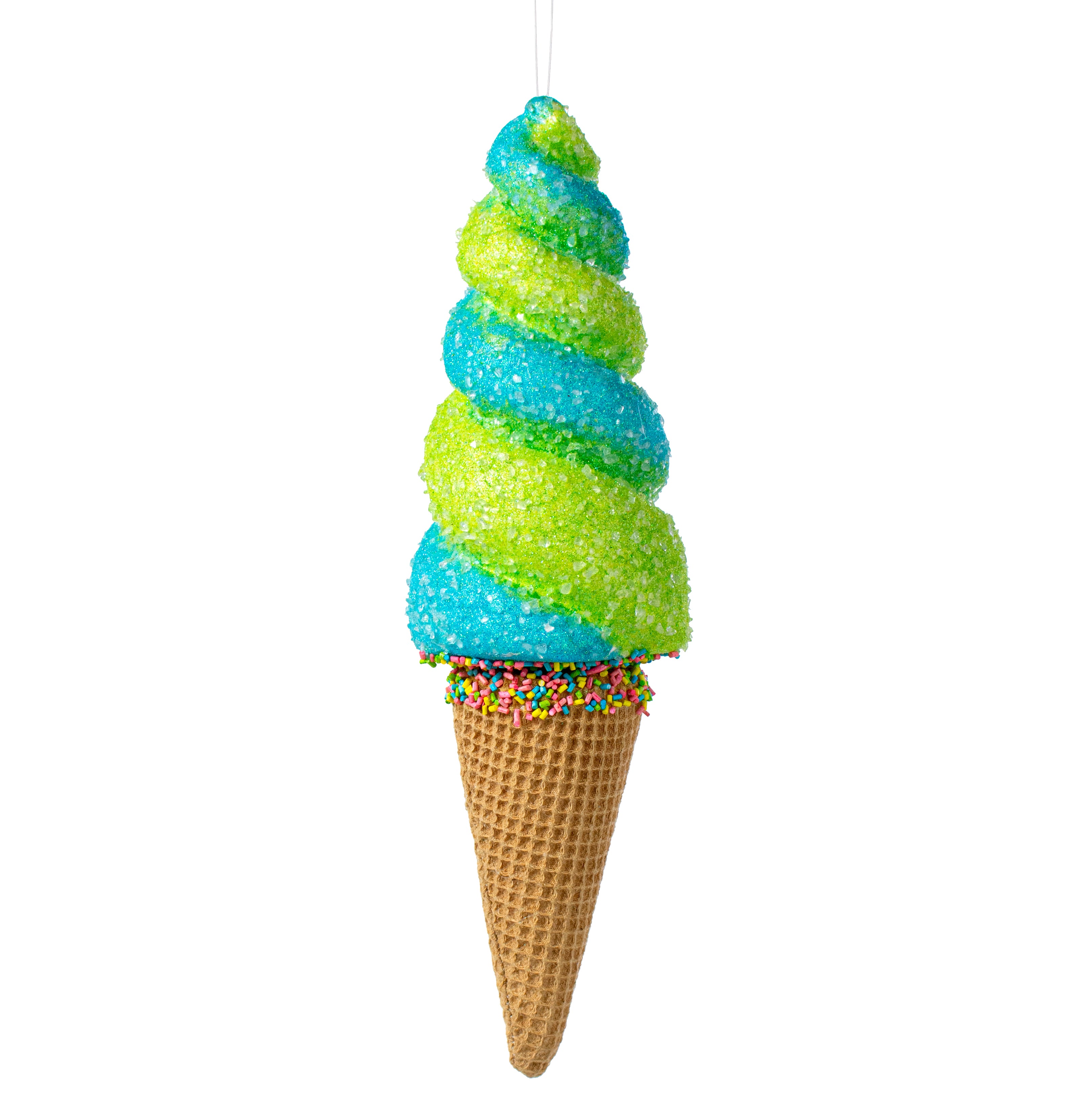 13" Swirl Ice Cream Cone Ornament: Green & Blue Item Number: 63395GNBL