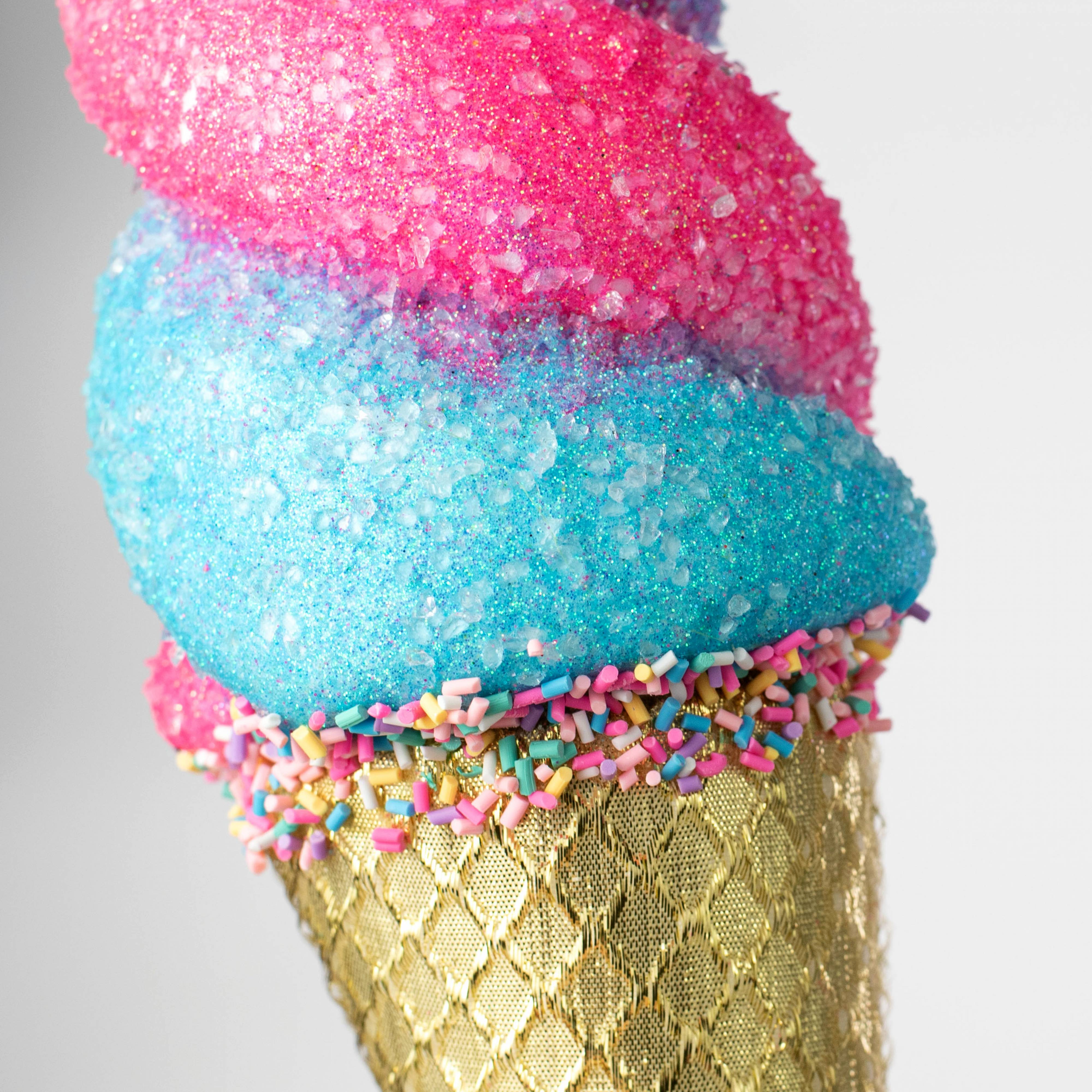 14" Swirl Ice Cream Cone Ornament: Pink & Blue detail photo 3