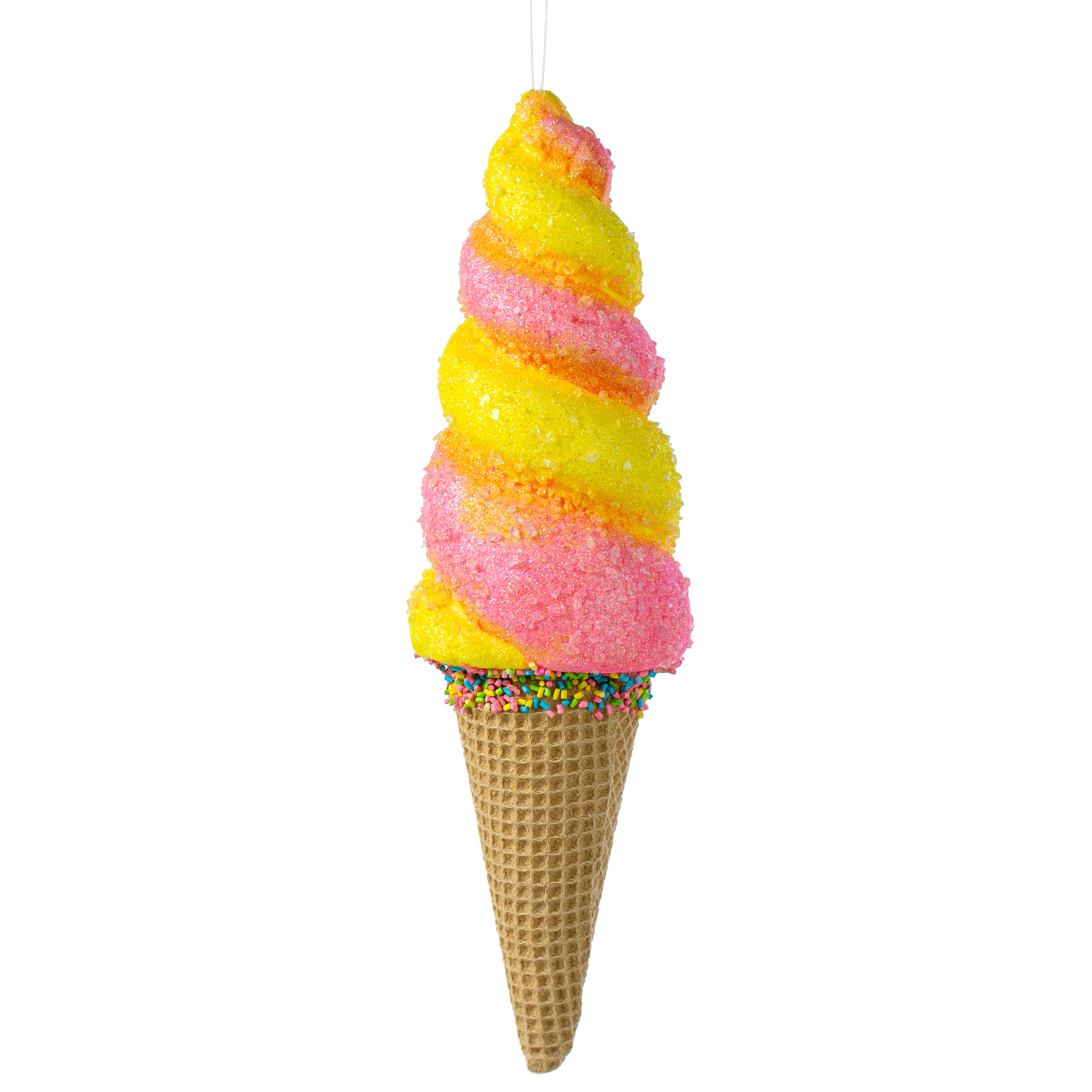 13" Swirl Ice Cream Cone Ornament: Pink & Yellow Item Number: 63395PKYW