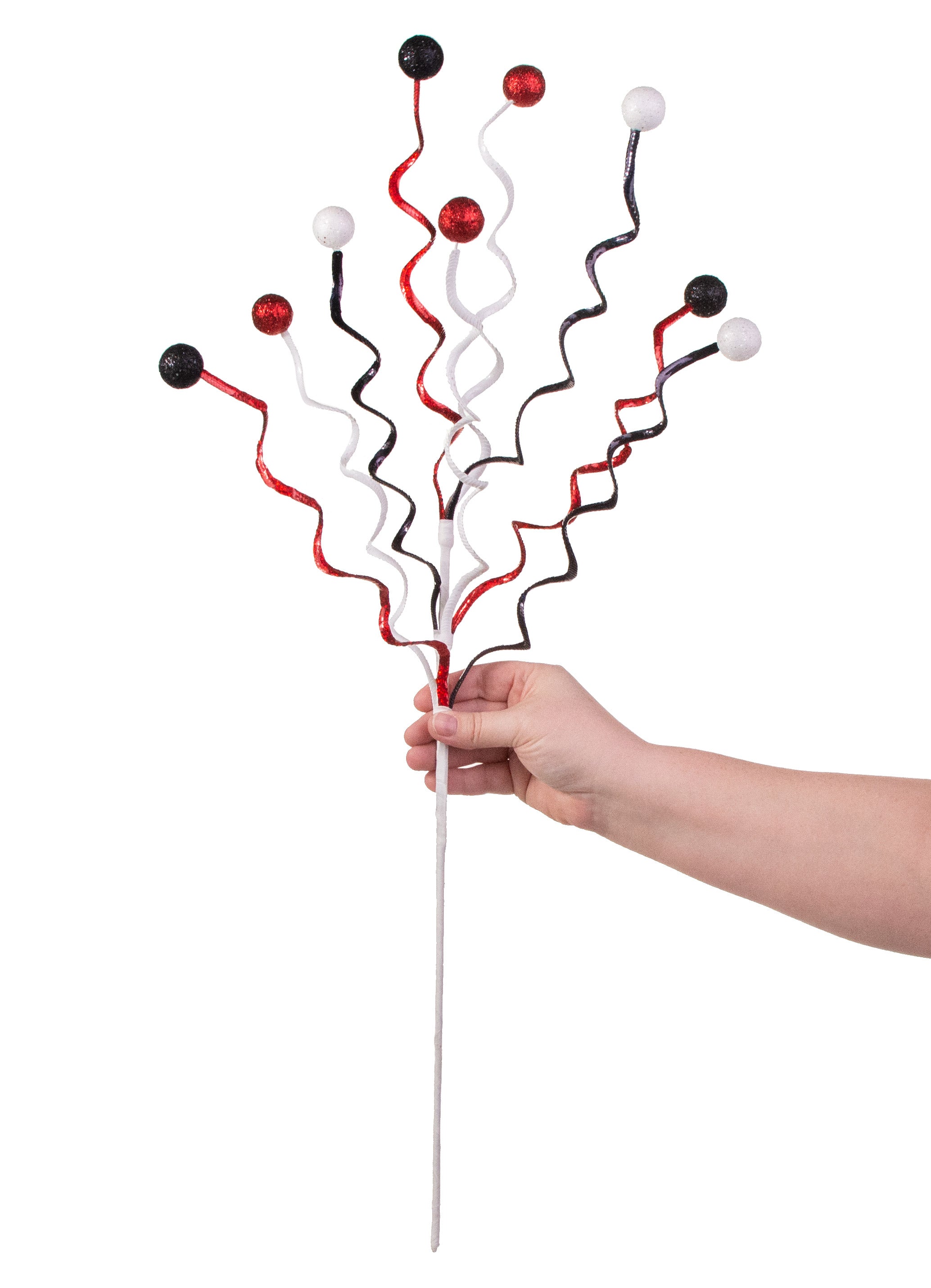 26" Swirl Sequin Glitter Ball Spray: Black, Red, White detail photo 3