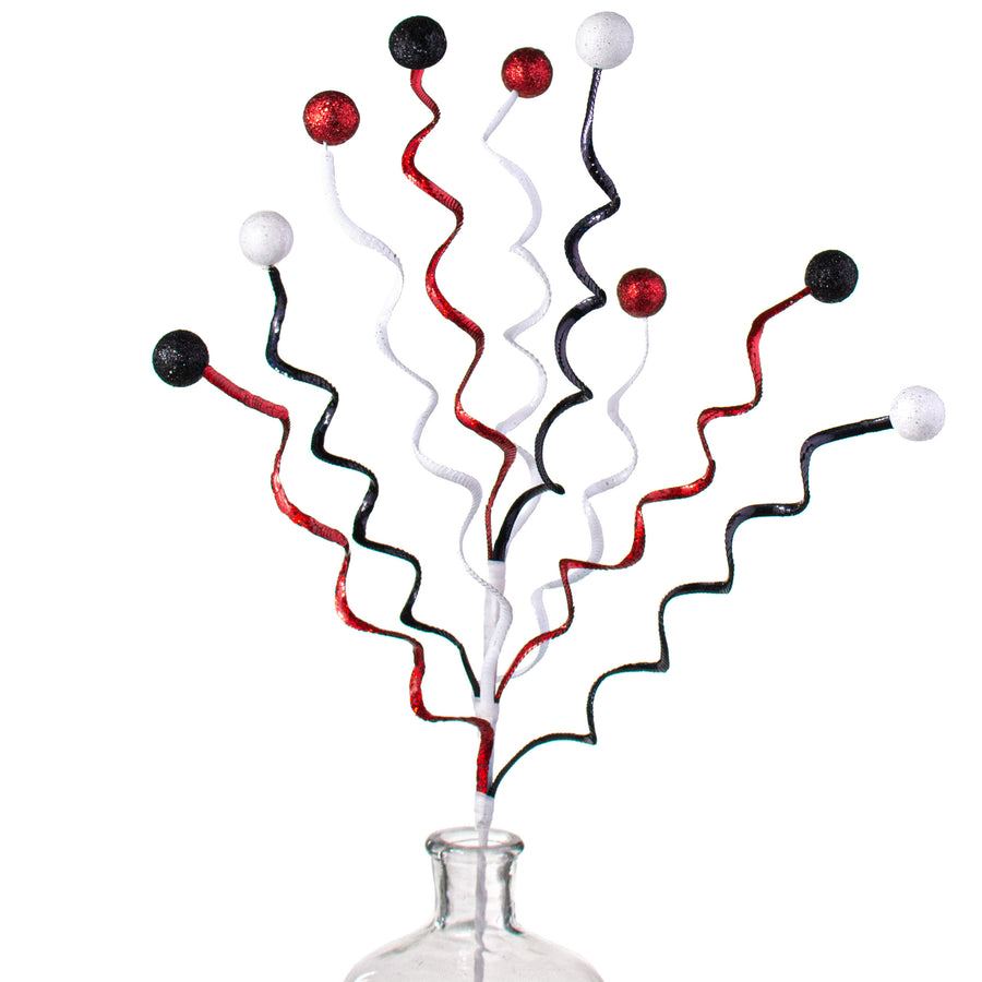 26" Swirl Sequin Glitter Ball Spray: Black, Red, White Item Number: XS6057F7