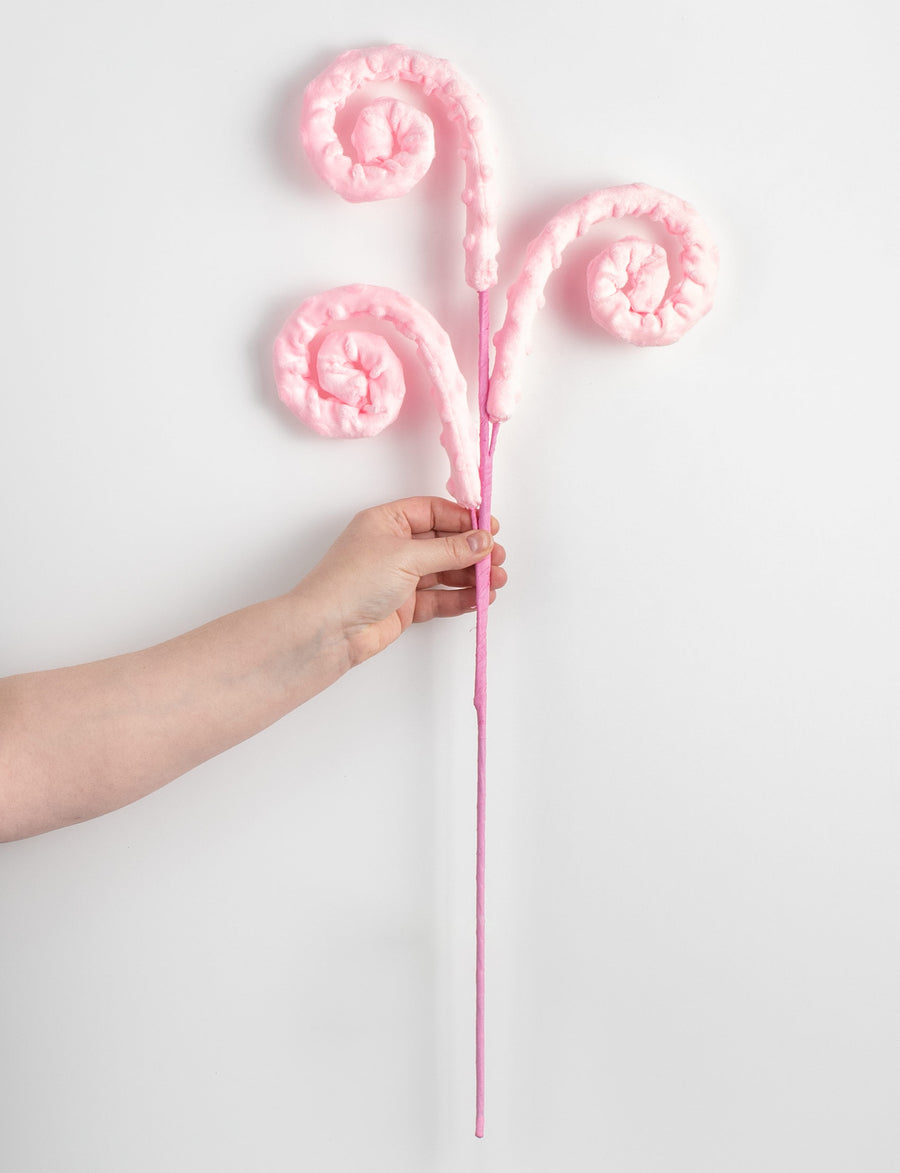 28" Swiss Dot Faux Fur Curly Spray: Pink detail photo 3