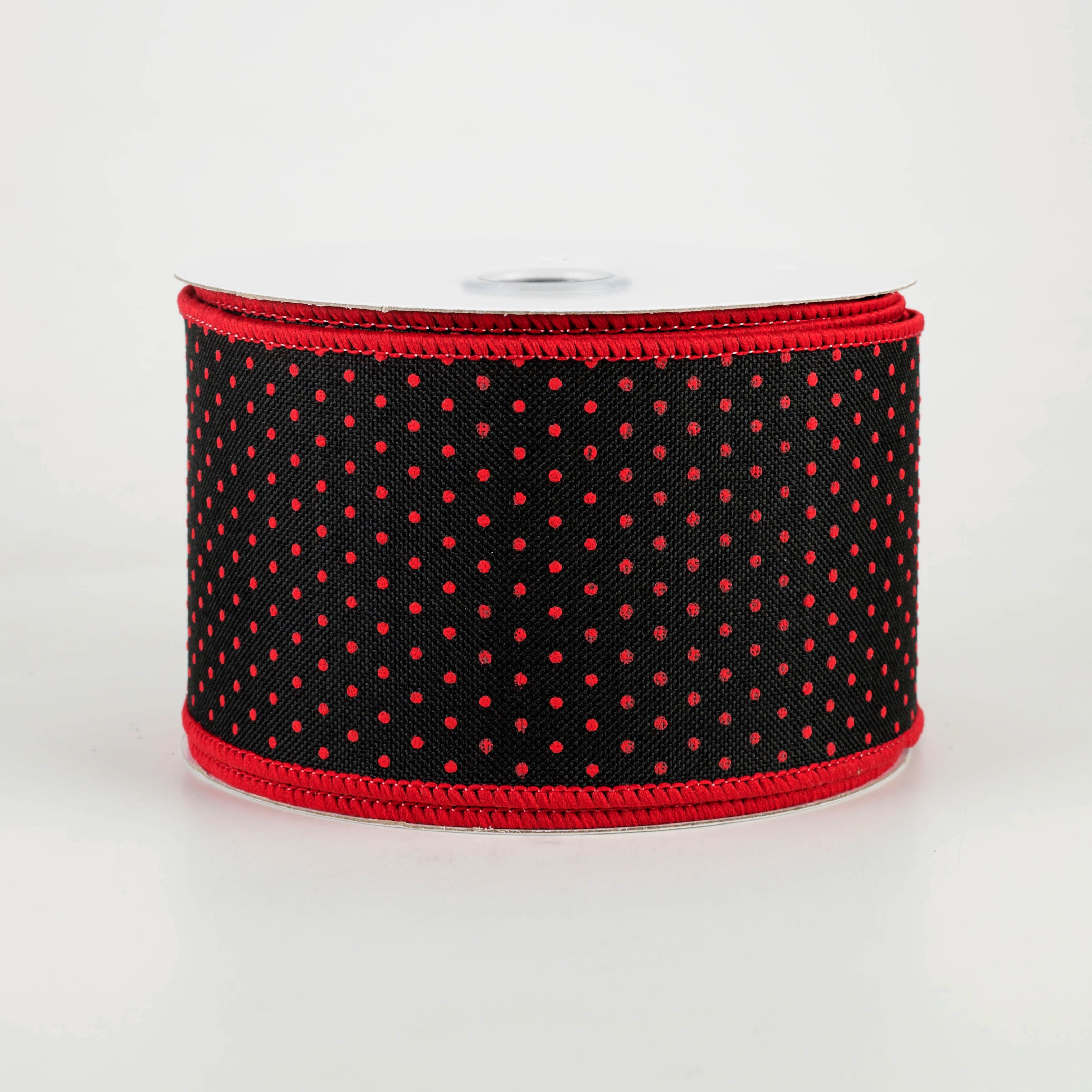 2.5" Swiss Dots Ribbon: Black & Red (10 Yards)