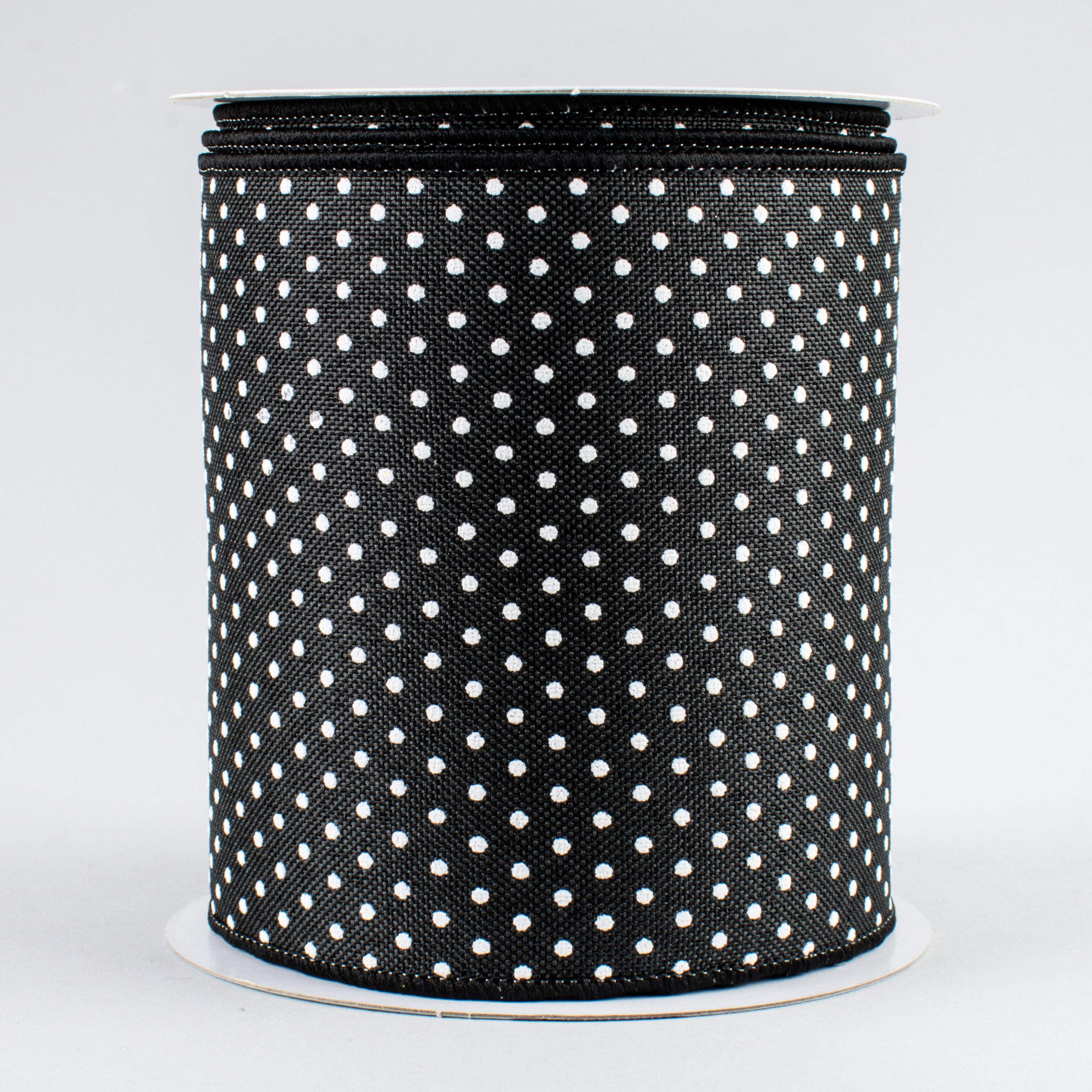 4" Swiss Dots Ribbon: Black & White (10 Yards)