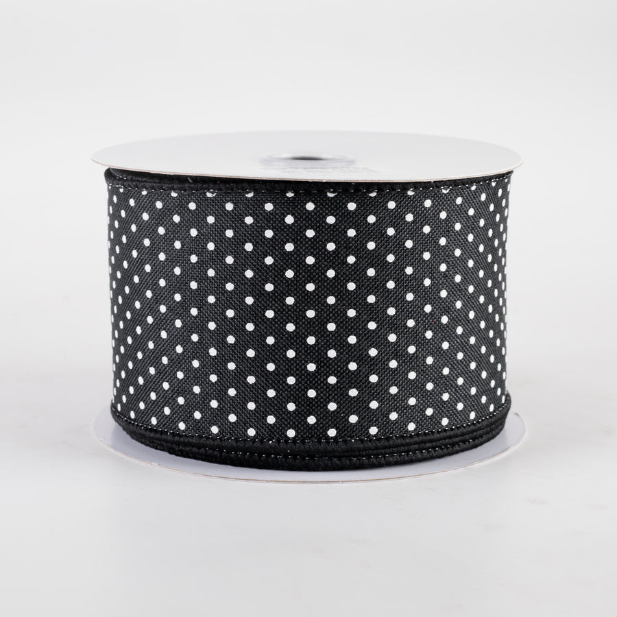 2.5" Swiss Dots Ribbon: Black & White (10 Yards)