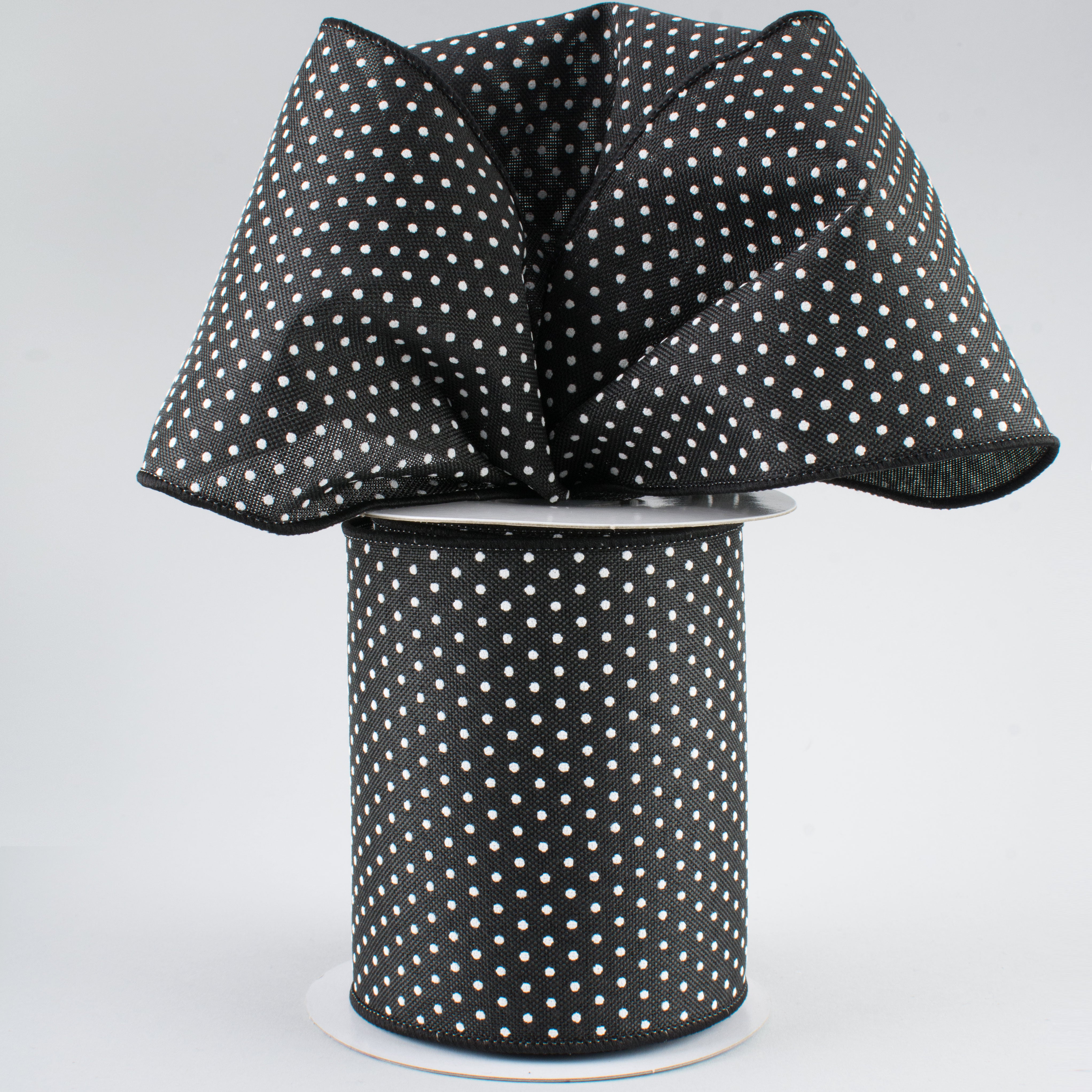 4" Swiss Dots Ribbon: Black & White (10 Yards) Lifestyle Photo