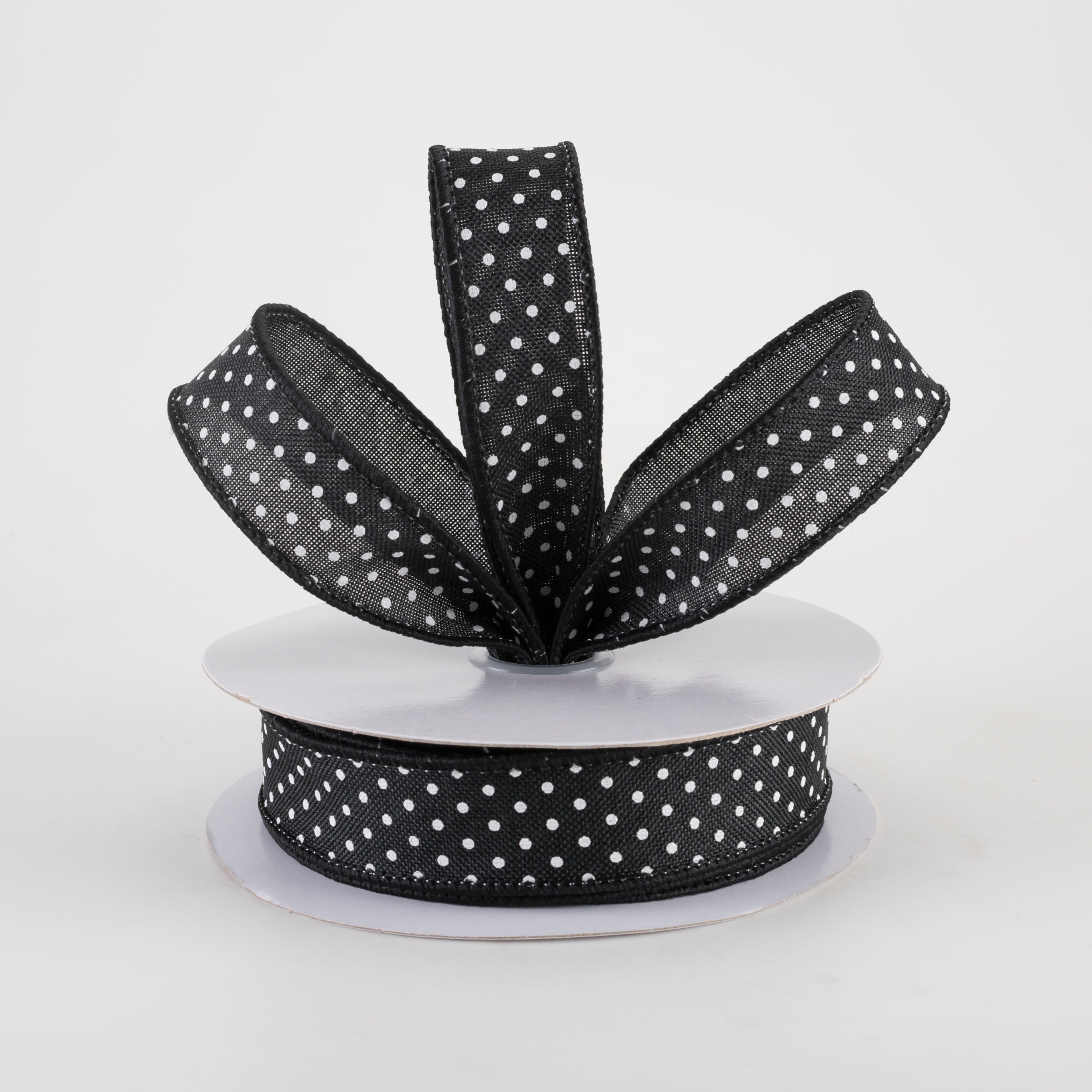 7/8" Swiss Dots Ribbon: Black & White (10 Yards) Lifestyle Photo