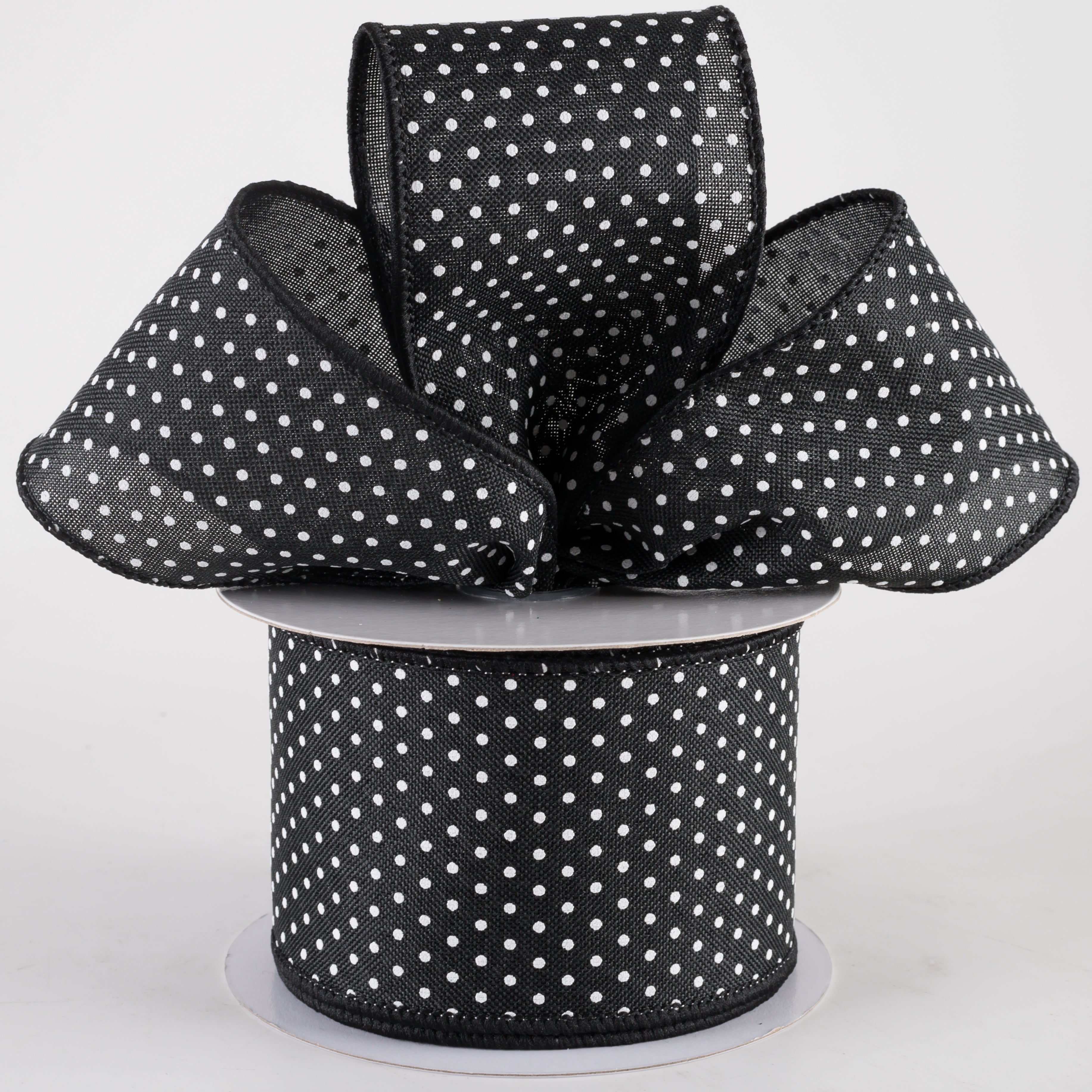 2.5" Swiss Dots Ribbon: Black & White (10 Yards) Lifestyle Photo