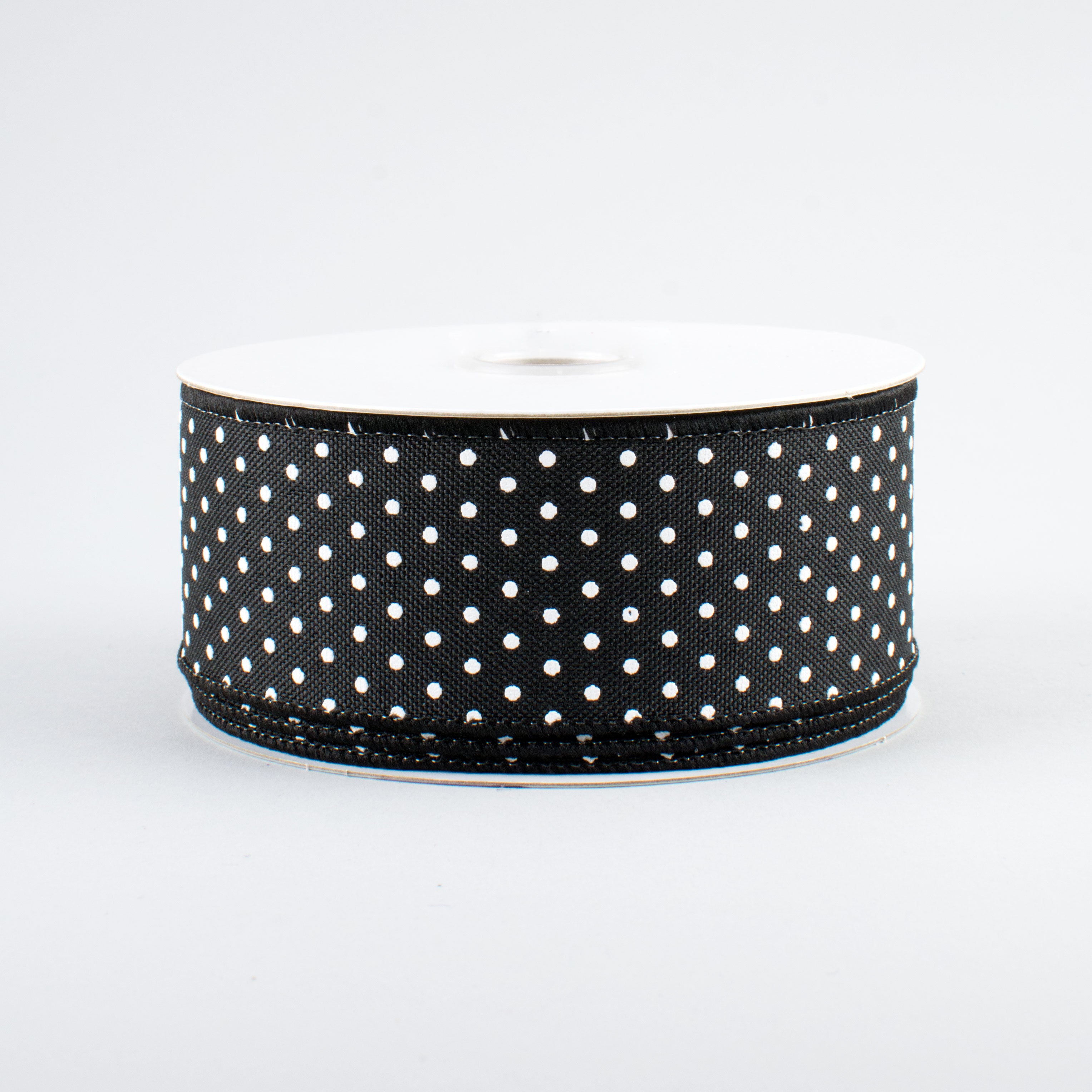 1.5" Swiss Dots Ribbon: Black & White (10 Yards)