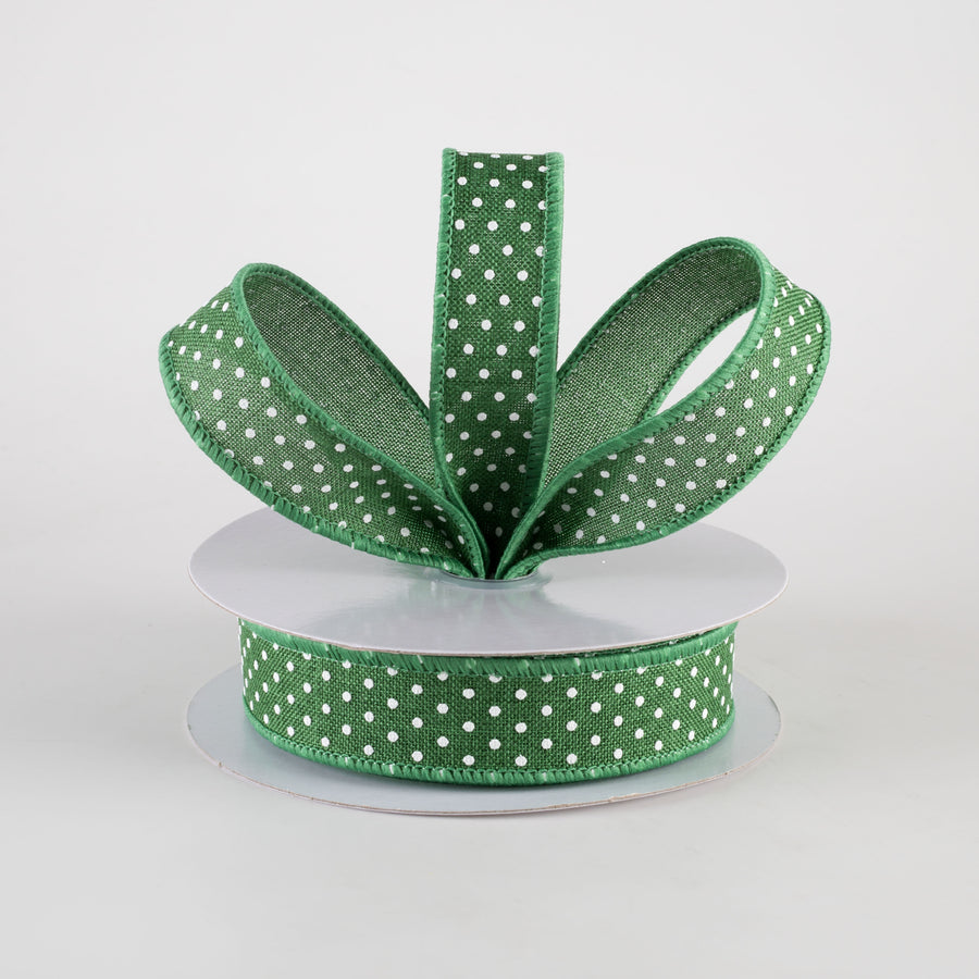 7/8" Swiss Dots Ribbon: Emerald Green & White (10 Yards) Lifestyle Photo