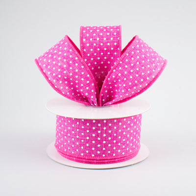 1.5" Swiss Dots Ribbon: Fuchsia & White (10 Yards) Lifestyle Photo