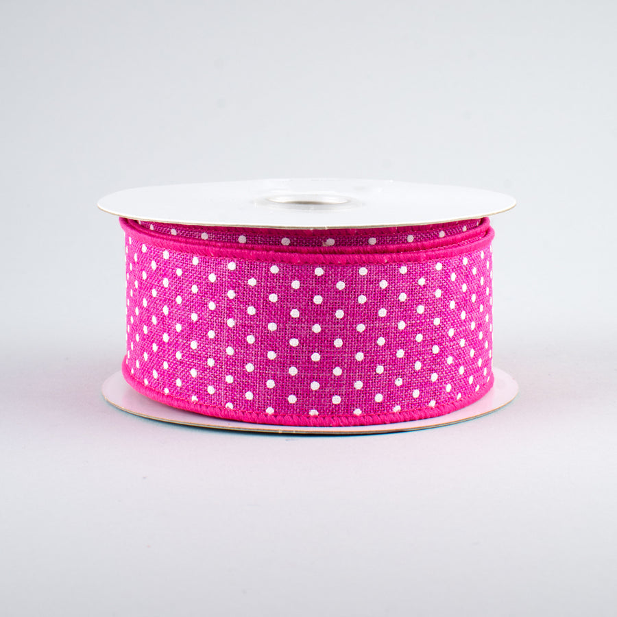 1.5" Swiss Dots Ribbon: Fuchsia & White (10 Yards)