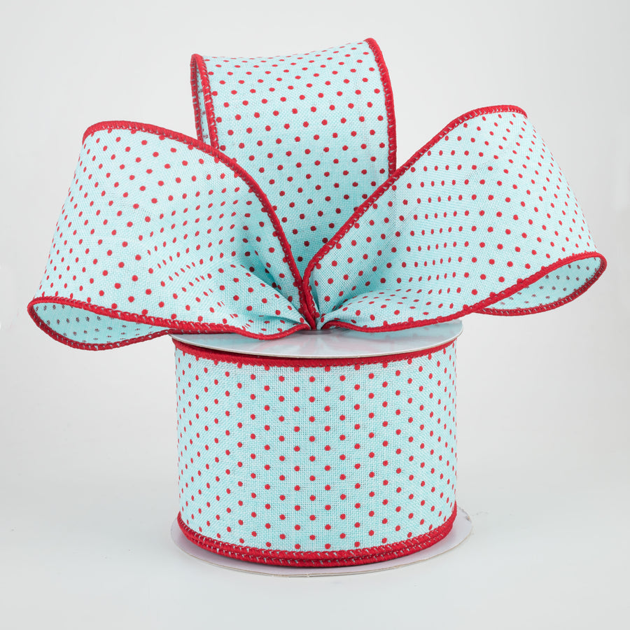 2.5" Swiss Dots Ribbon: Ice Blue & Red (10 Yards) Lifestyle Photo