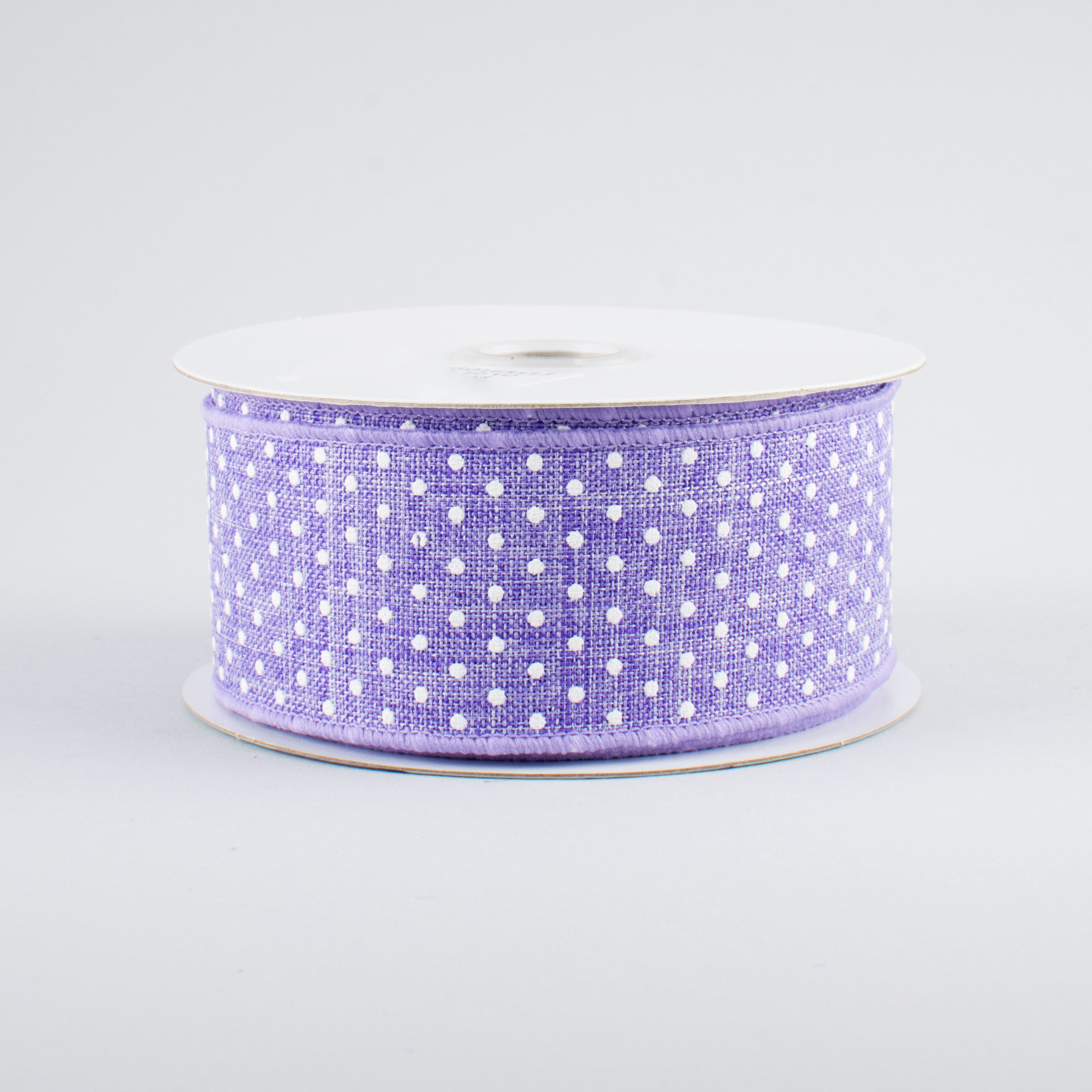 1.5" Swiss Dots Ribbon: Lavender & White (10 Yards)