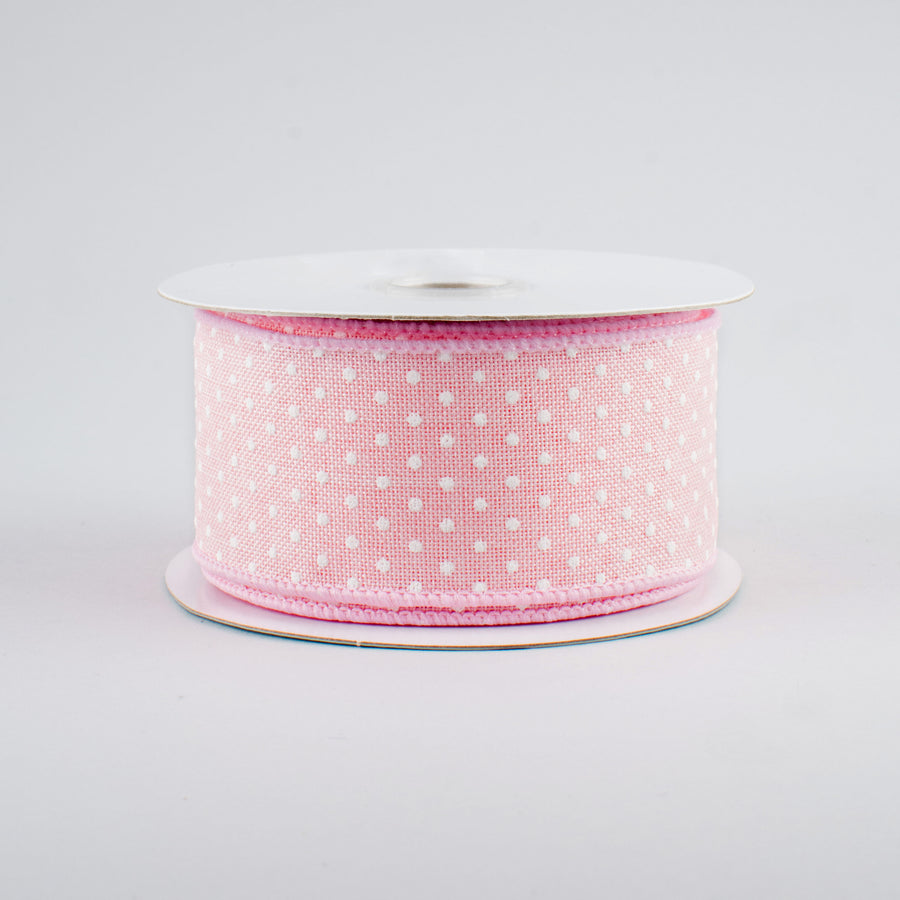 1.5" Swiss Dots Ribbon: Light Pink (10 Yards)