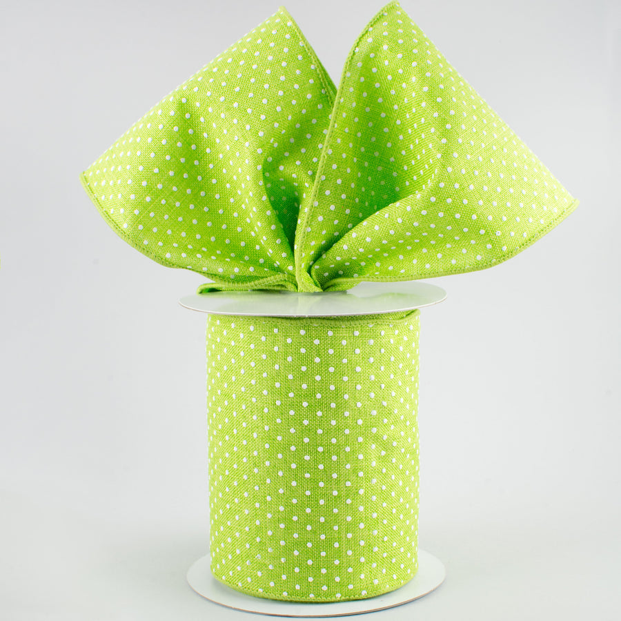 4" Swiss Dots Ribbon: Lime Green & White (10 Yards) Lifestyle Photo