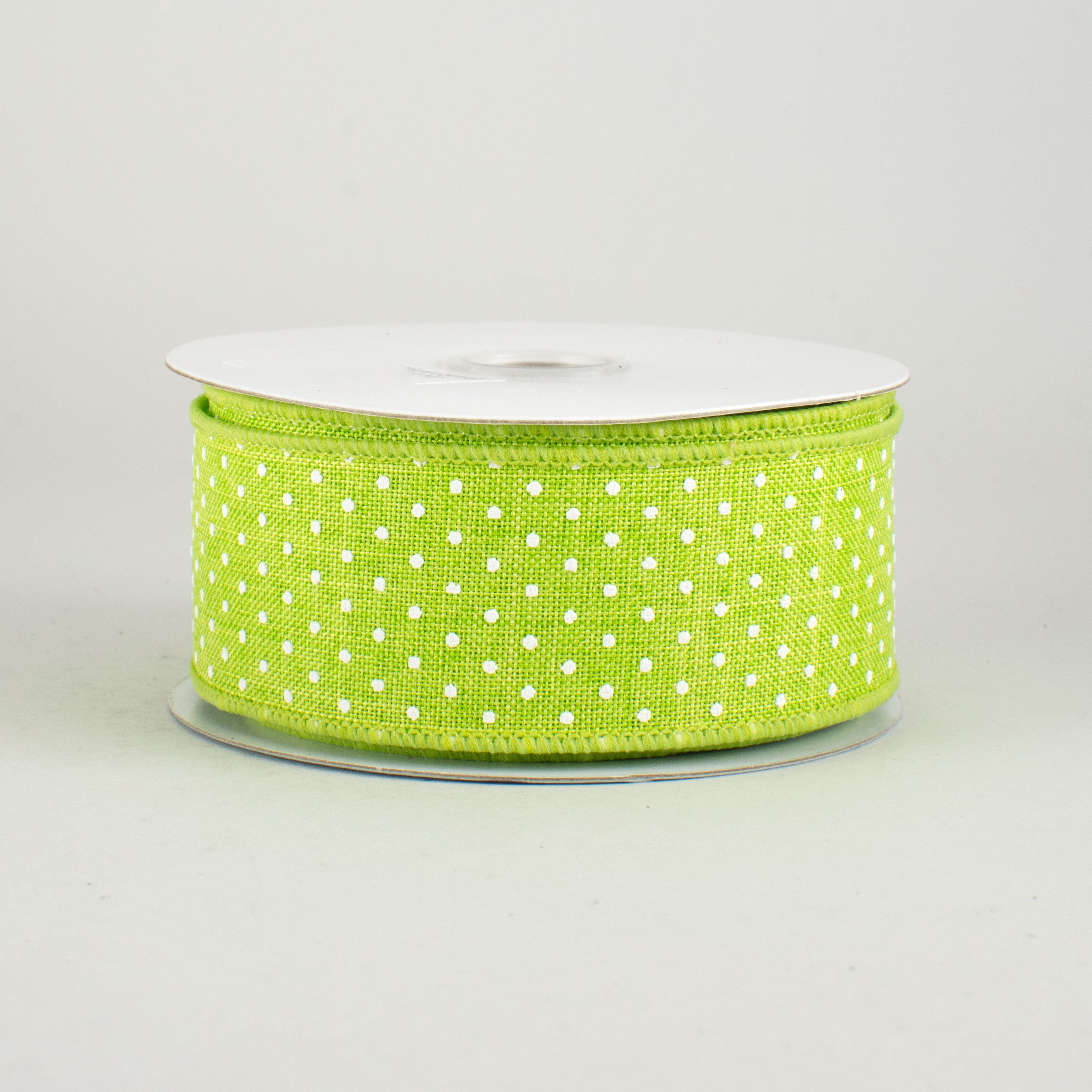1.5" Swiss Dots Ribbon: Lime Green & White (10 Yards)