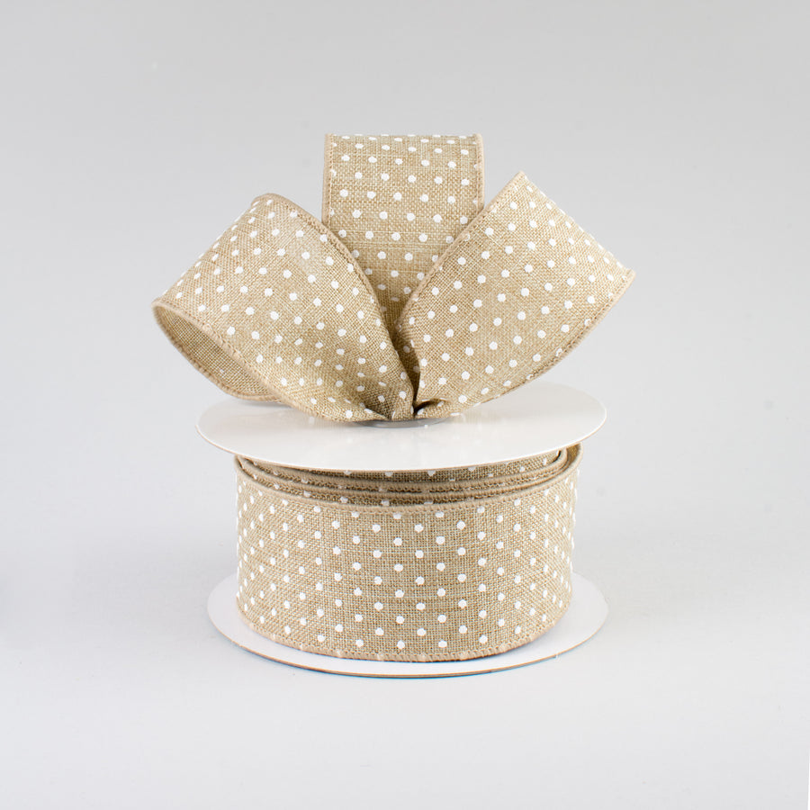 1.5" Swiss Dots Ribbon: Natural & White (10 Yards) Lifestyle Photo