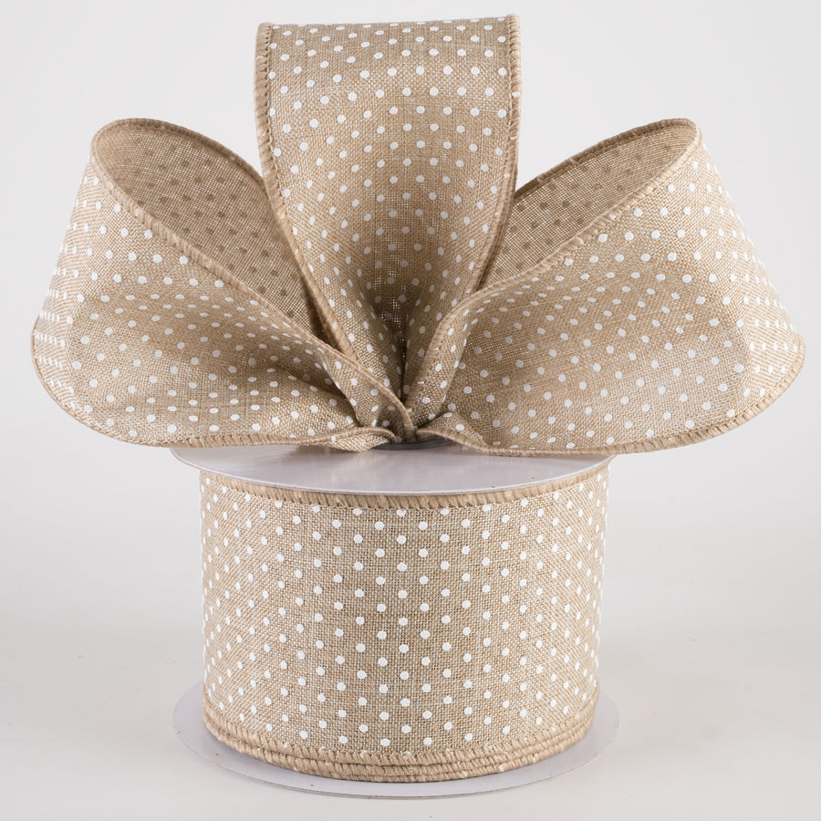 2.5" Swiss Dots Ribbon: Natural & White (10 Yards) Lifestyle Photo
