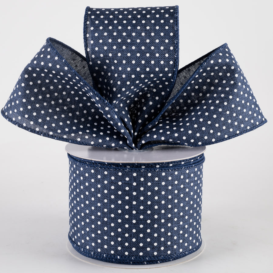 2.5" Swiss Dots Ribbon: Navy Blue & White (10 Yards) Lifestyle Photo
