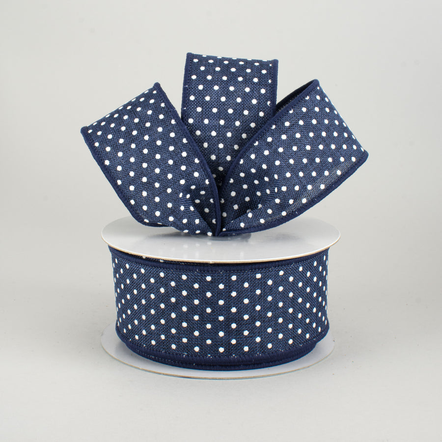 1.5" Swiss Dots Ribbon: Navy Blue & White (10 Yards) Lifestyle Photo