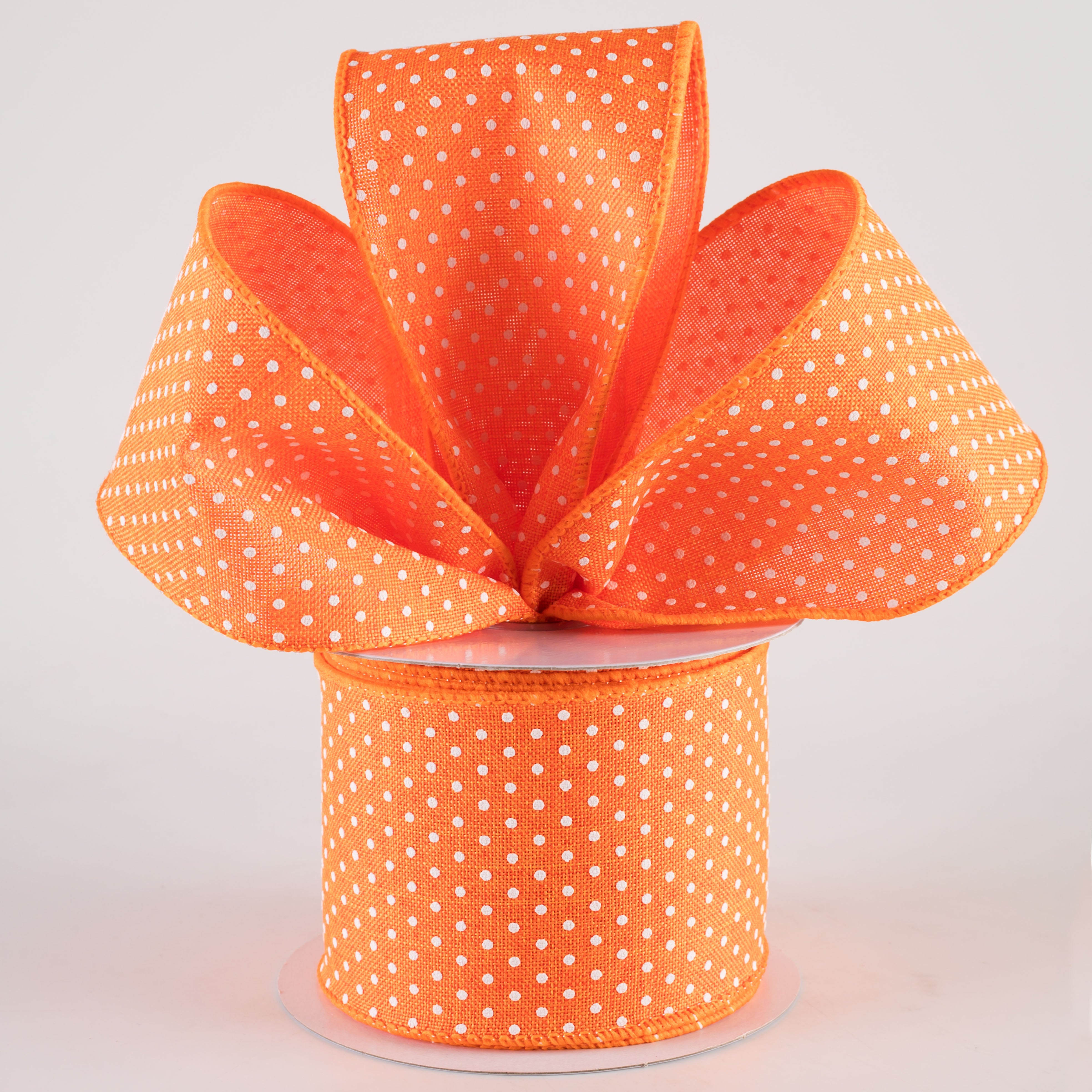 2.5" Swiss Dots Ribbon: New Orange & White (10 Yards) Lifestyle Photo