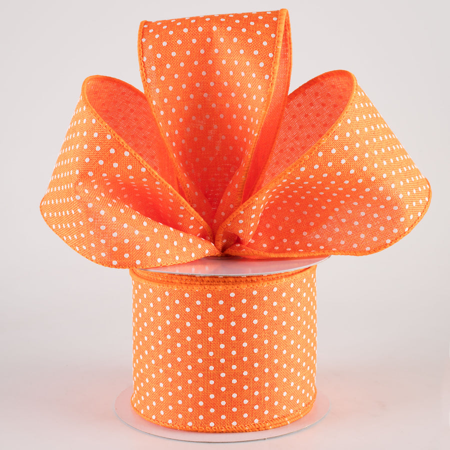 2.5" Swiss Dots Ribbon: New Orange & White (10 Yards) Lifestyle Photo