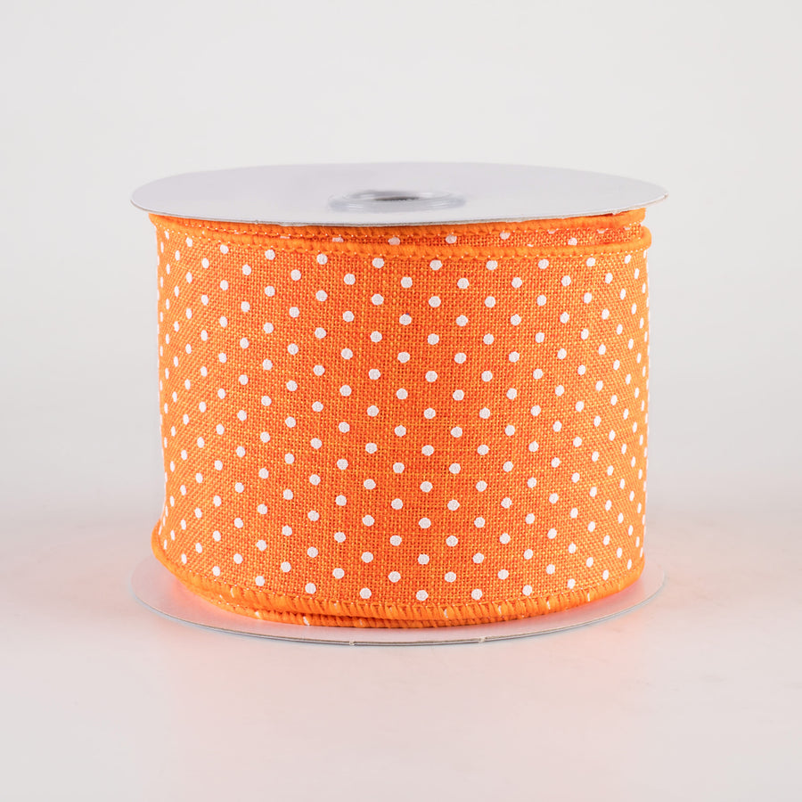 2.5" Swiss Dots Ribbon: New Orange & White (10 Yards)