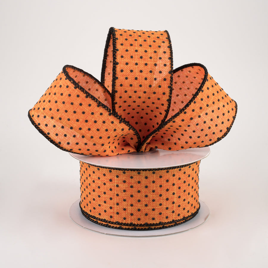 1.5" Swiss Dots Ribbon: Orange & Black (10 Yards) Lifestyle Photo