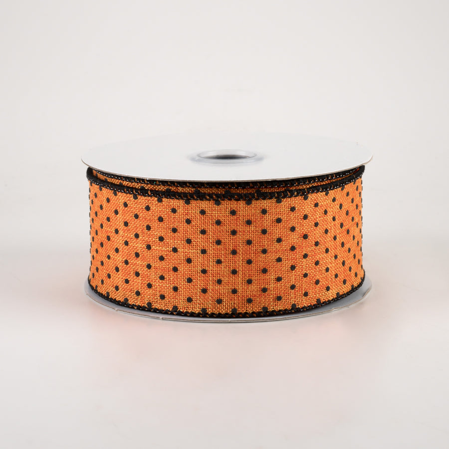 1.5" Swiss Dots Ribbon: Orange & Black (10 Yards)