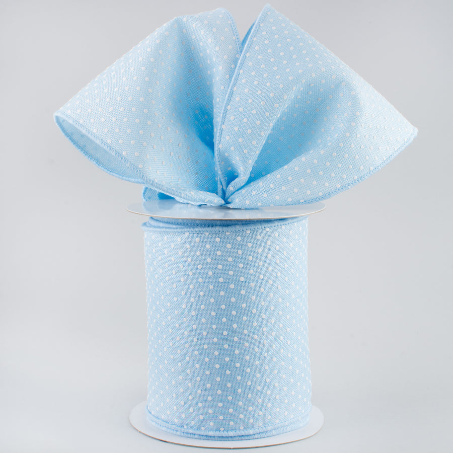 4" Swiss Dots Ribbon: Pale Blue & White (10 Yards) Lifestyle Photo
