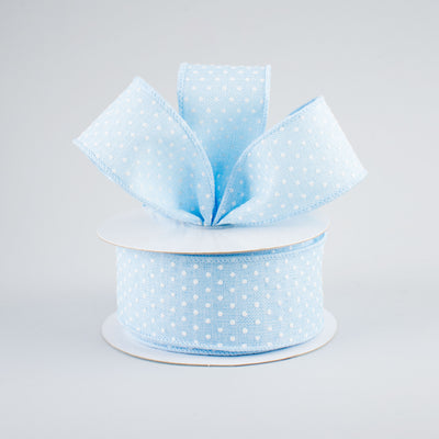 1.5" Swiss Dots Ribbon: Pale Blue & White (10 Yards) Lifestyle Photo